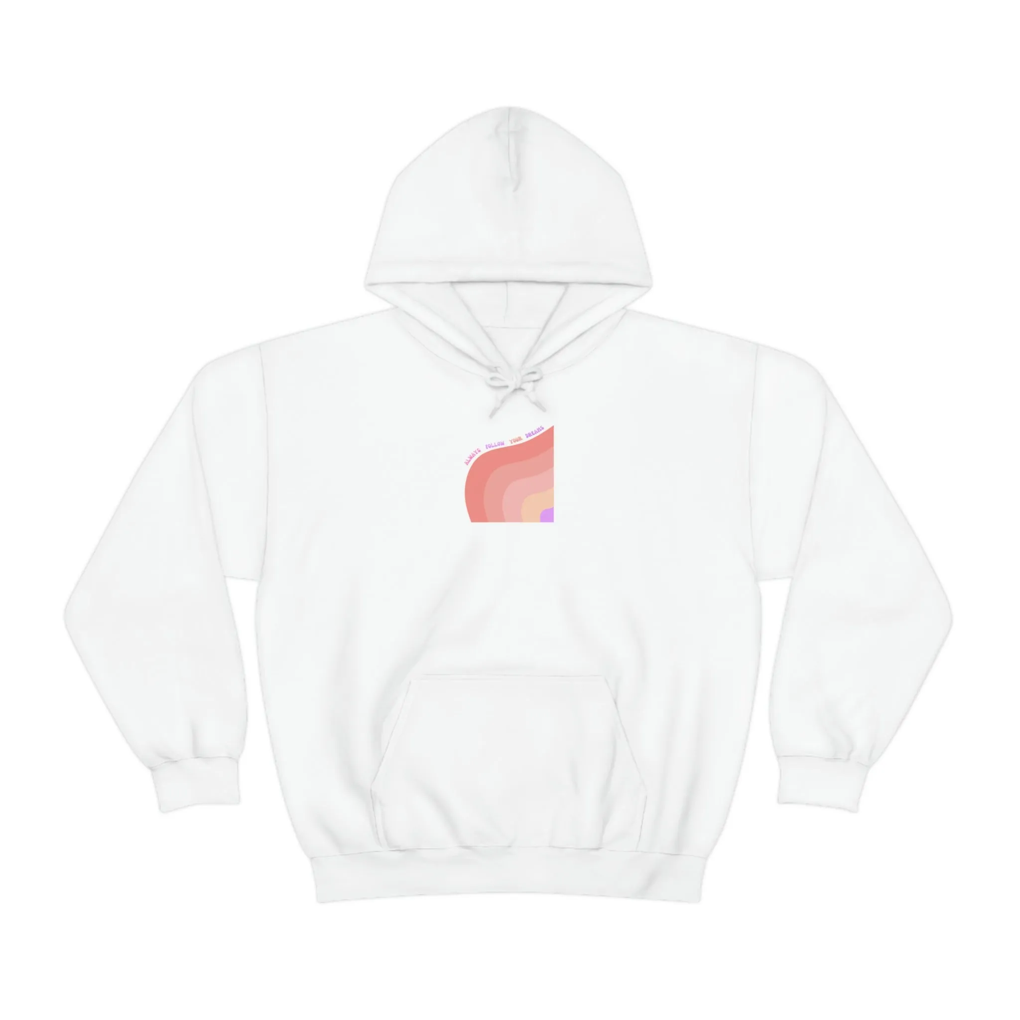 Aesthetic Hoodie, Positivity Hoodie, Always Follow Your Dreams Trendy Vsco Hoodie Graphic Aesthetic Pink Gift, Retro Rainbow Sweatshirt