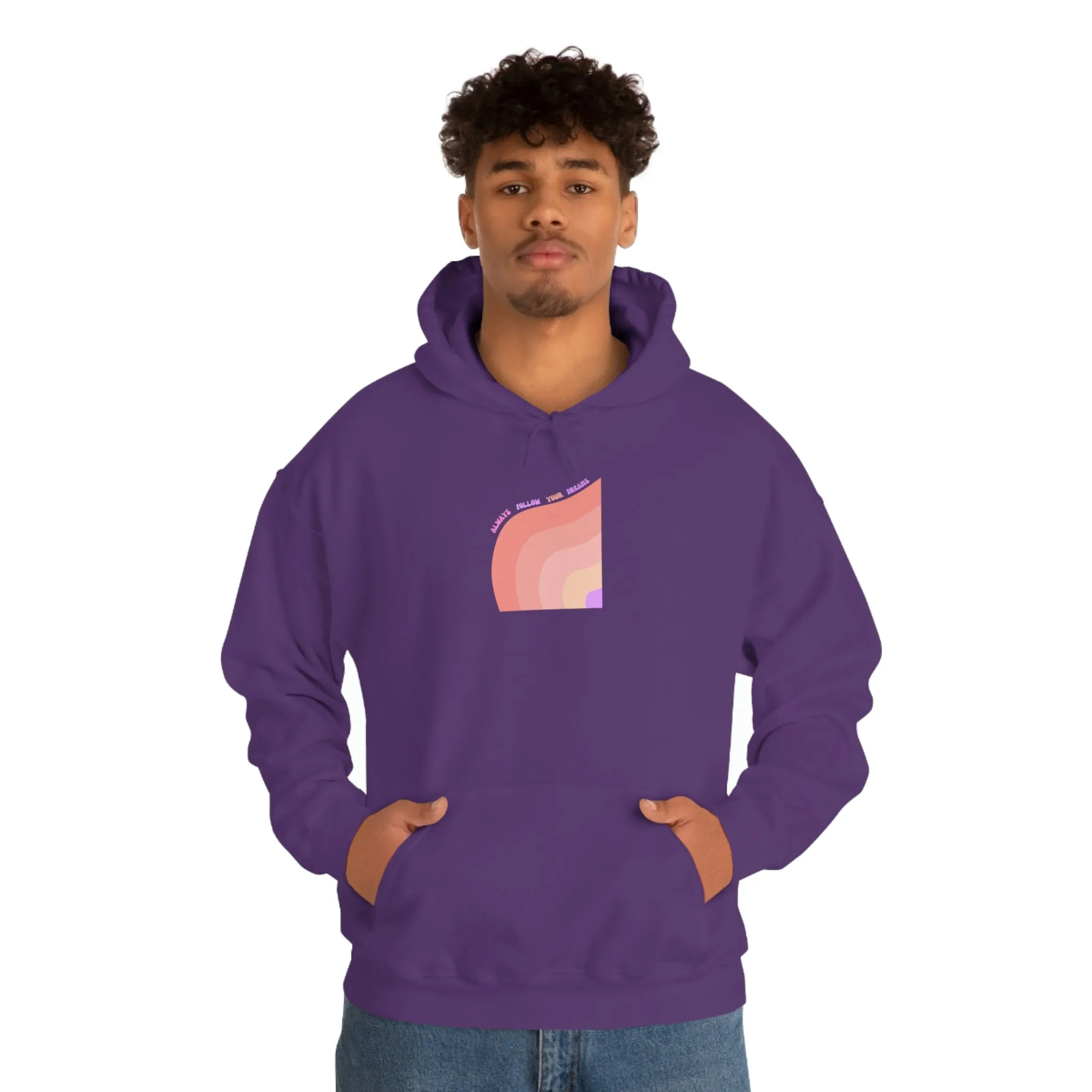 Aesthetic Hoodie, Positivity Hoodie, Always Follow Your Dreams Trendy Vsco Hoodie Graphic Aesthetic Pink Gift, Retro Rainbow Sweatshirt