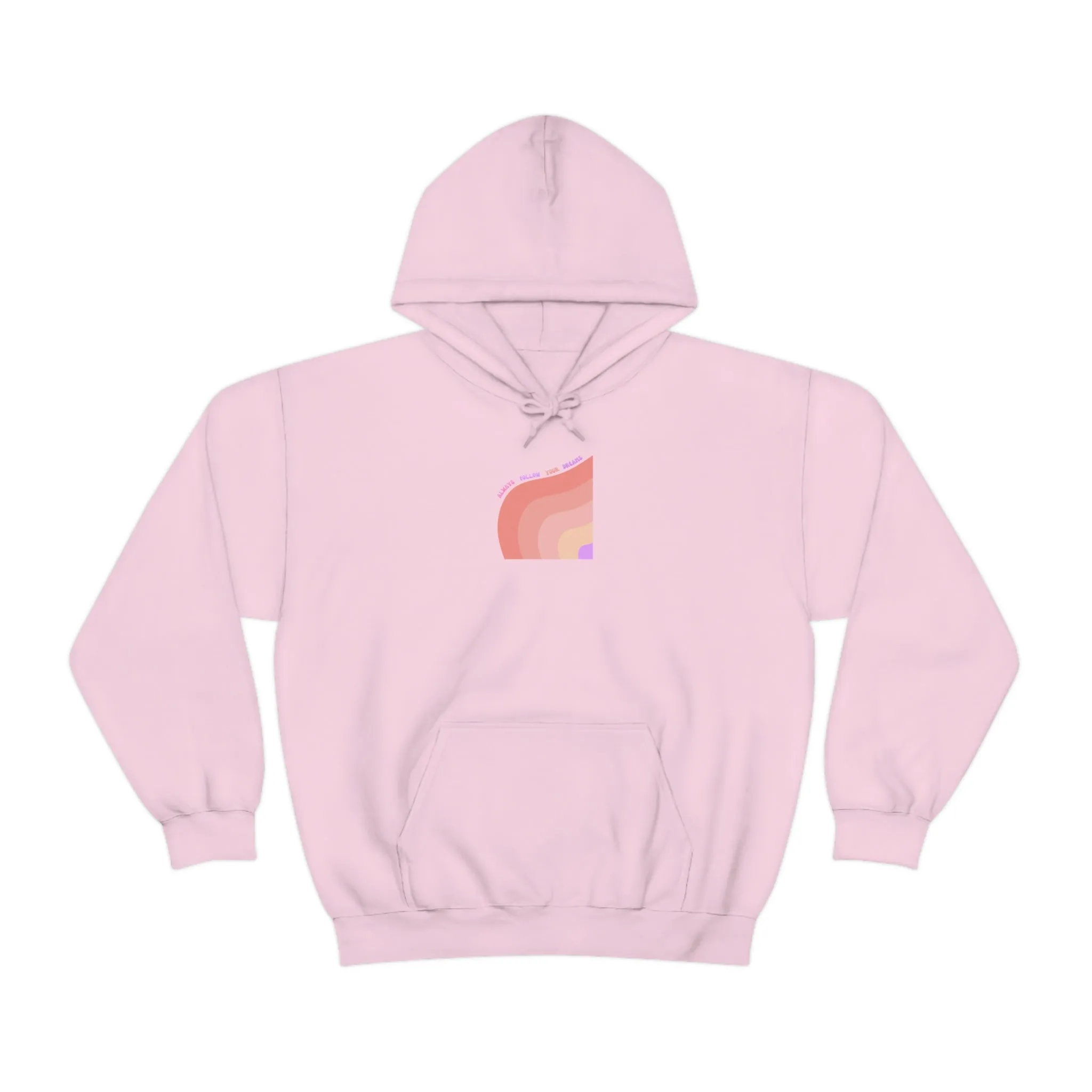 Aesthetic Hoodie, Positivity Hoodie, Always Follow Your Dreams Trendy Vsco Hoodie Graphic Aesthetic Pink Gift, Retro Rainbow Sweatshirt