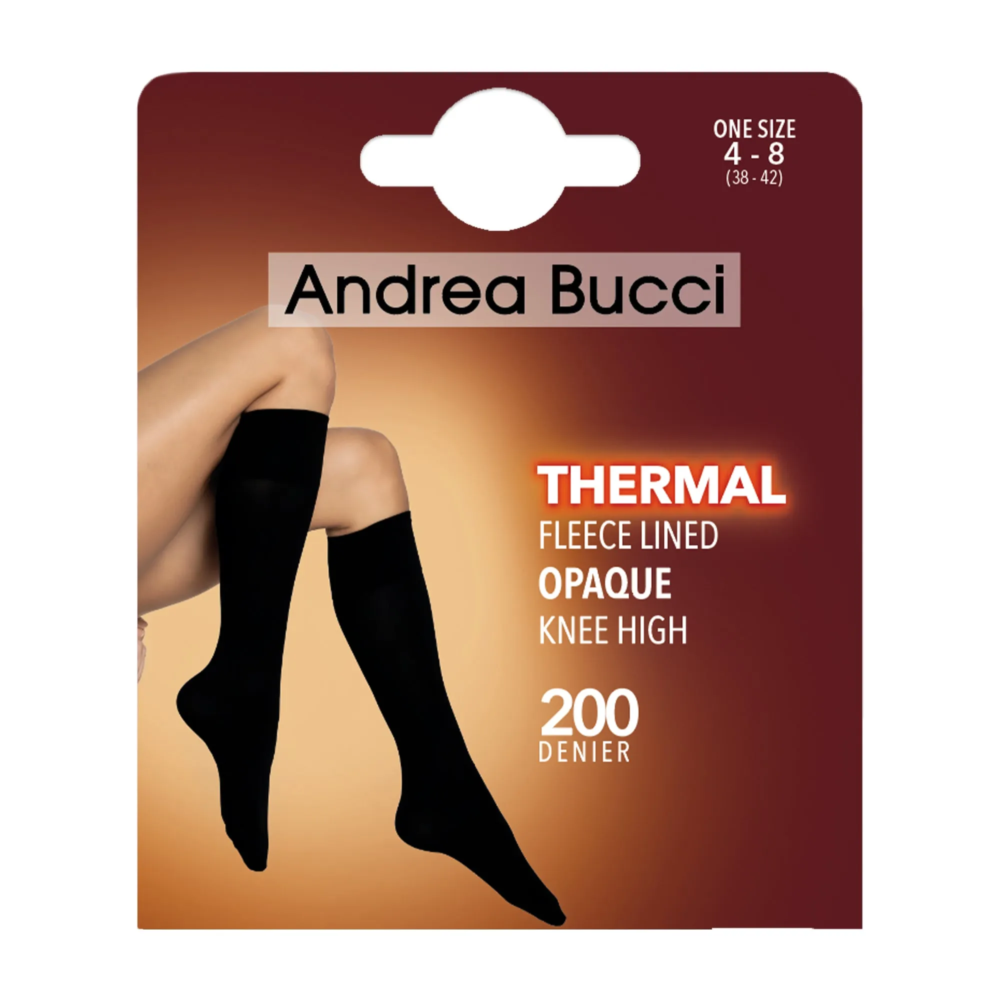 Andrea Bucci 200 Denier Thermal Fleece Lined Opaque Knee Highs