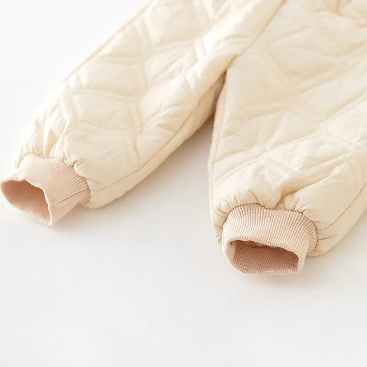 Bear Hooded Quilted Plush Jacket Set