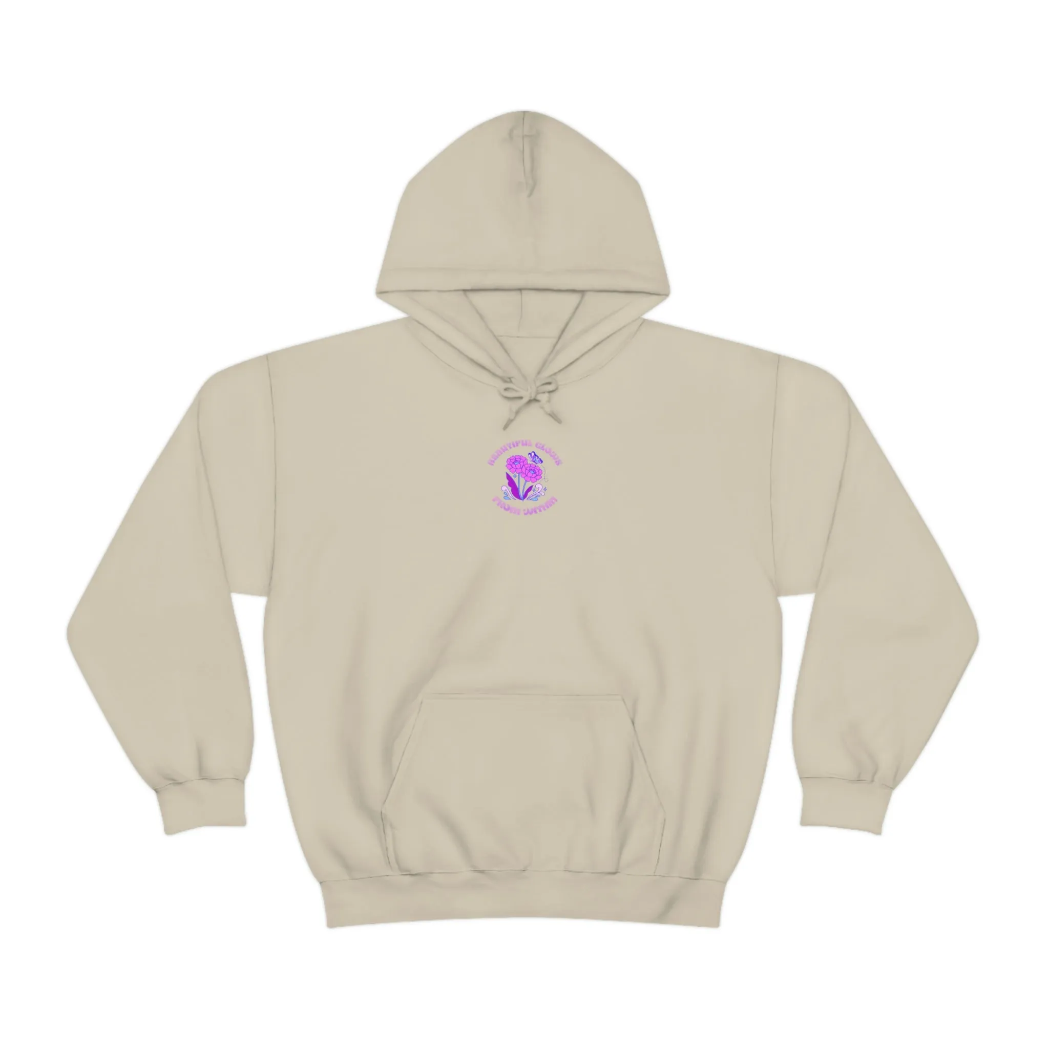 Beautiful Glows from Within Purple Flower Hoodie, Aesthetic Oversized Hoodie, Front Back Print Trendy Sweatshirt, Beach Lake Cover Up
