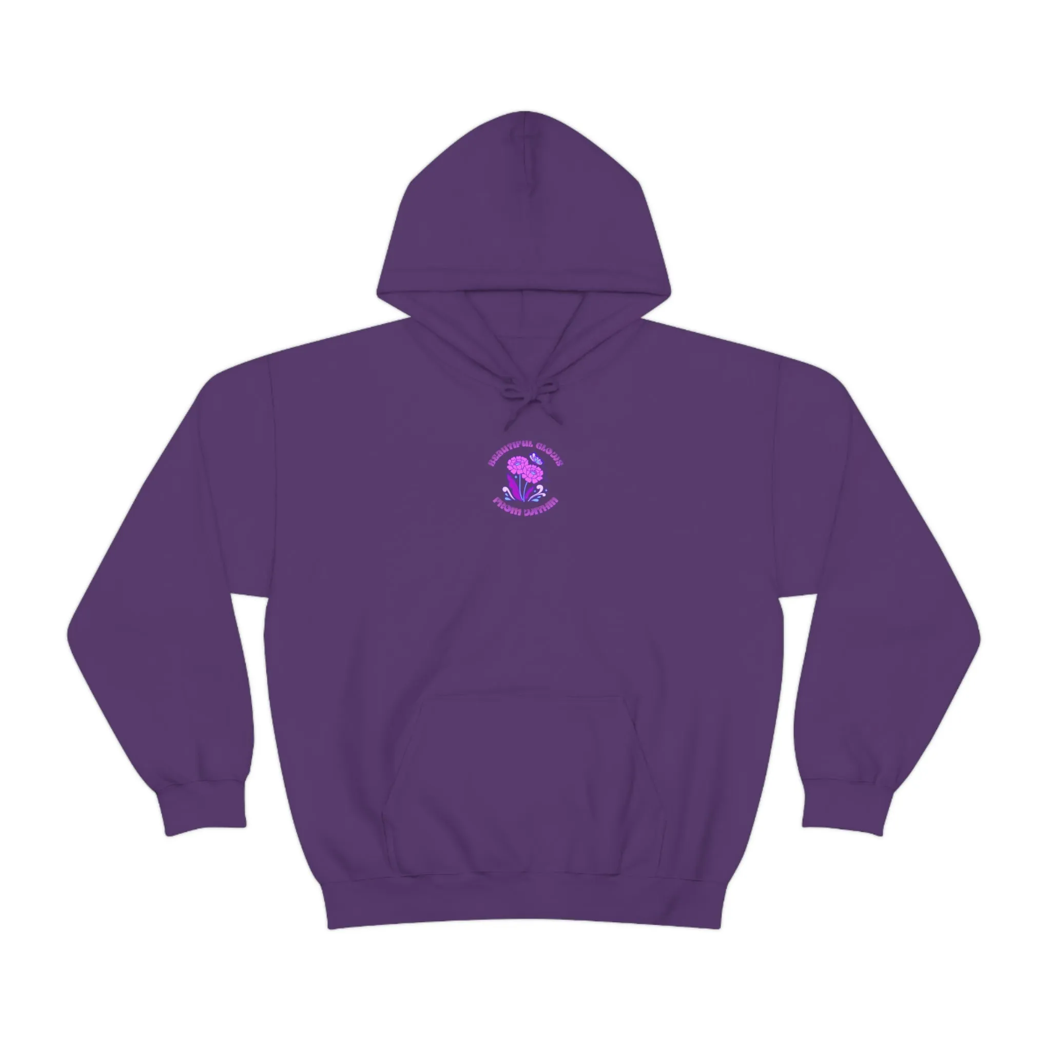 Beautiful Glows from Within Purple Flower Hoodie, Aesthetic Oversized Hoodie, Front Back Print Trendy Sweatshirt, Beach Lake Cover Up
