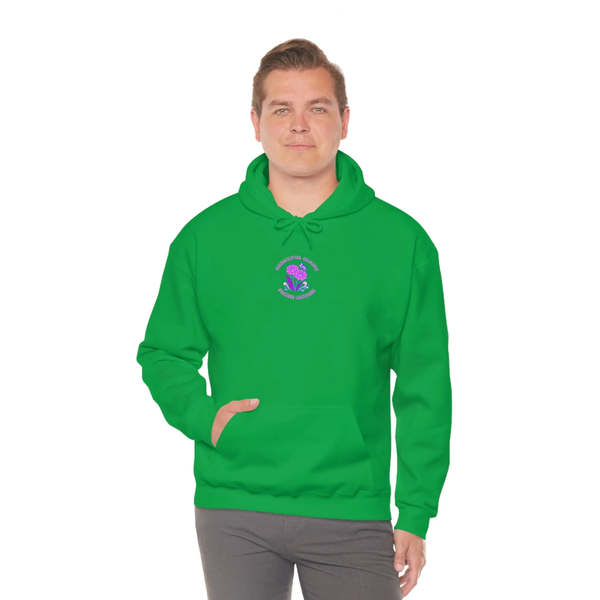 Beautiful Glows from Within Purple Flower Hoodie, Aesthetic Oversized Hoodie, Front Back Print Trendy Sweatshirt, Beach Lake Cover Up