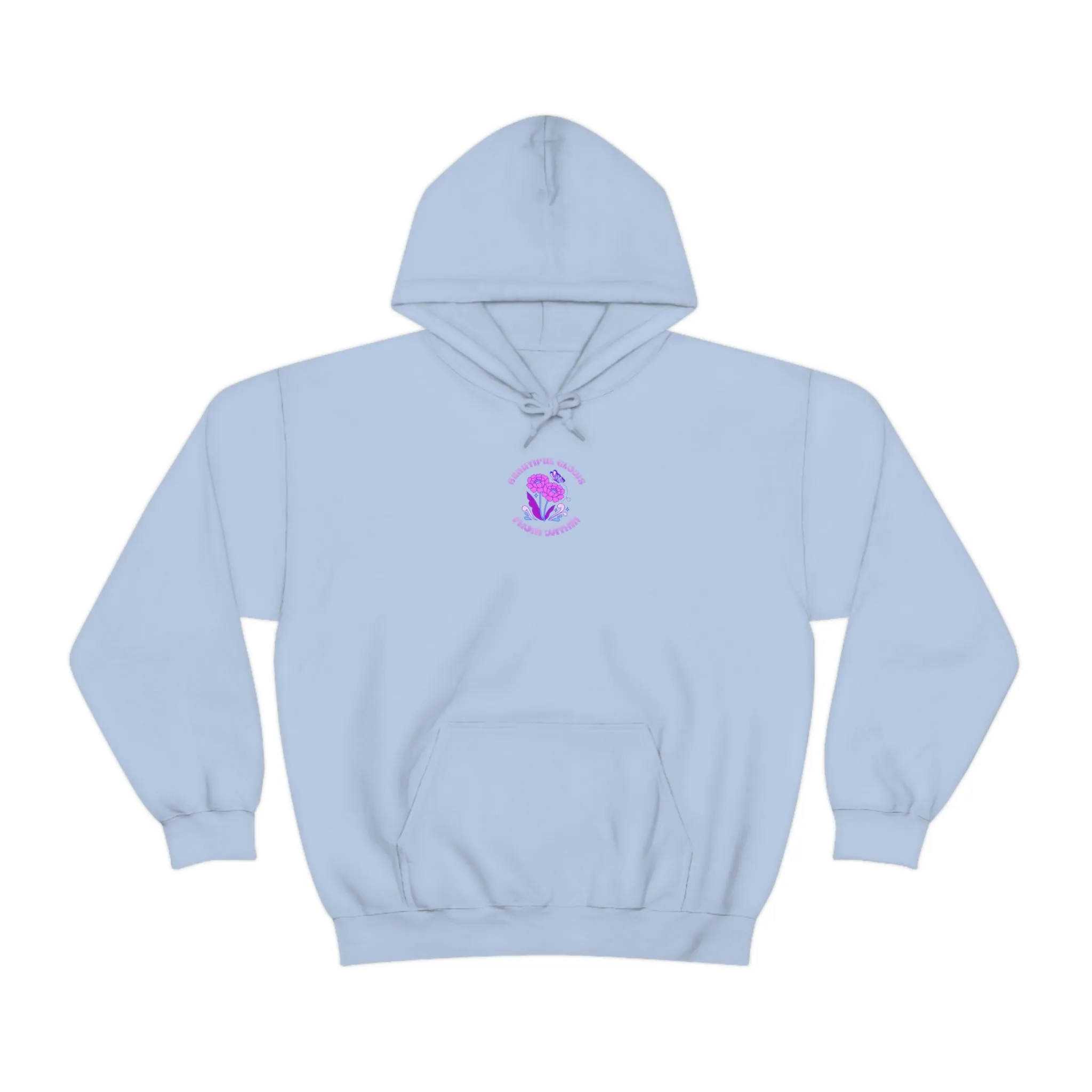 Beautiful Glows from Within Purple Flower Hoodie, Aesthetic Oversized Hoodie, Front Back Print Trendy Sweatshirt, Beach Lake Cover Up