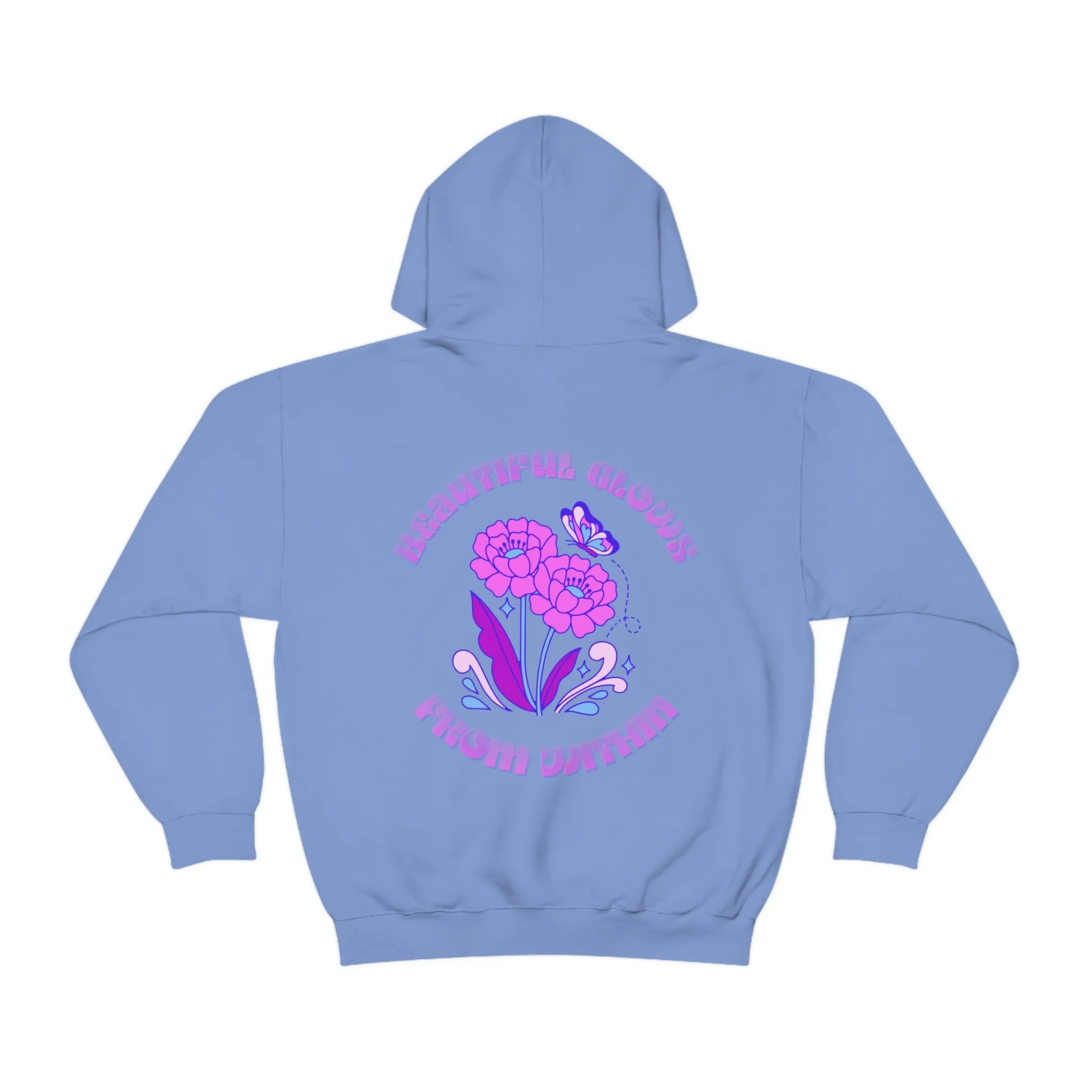 Beautiful Glows from Within Purple Flower Hoodie, Aesthetic Oversized Hoodie, Front Back Print Trendy Sweatshirt, Beach Lake Cover Up