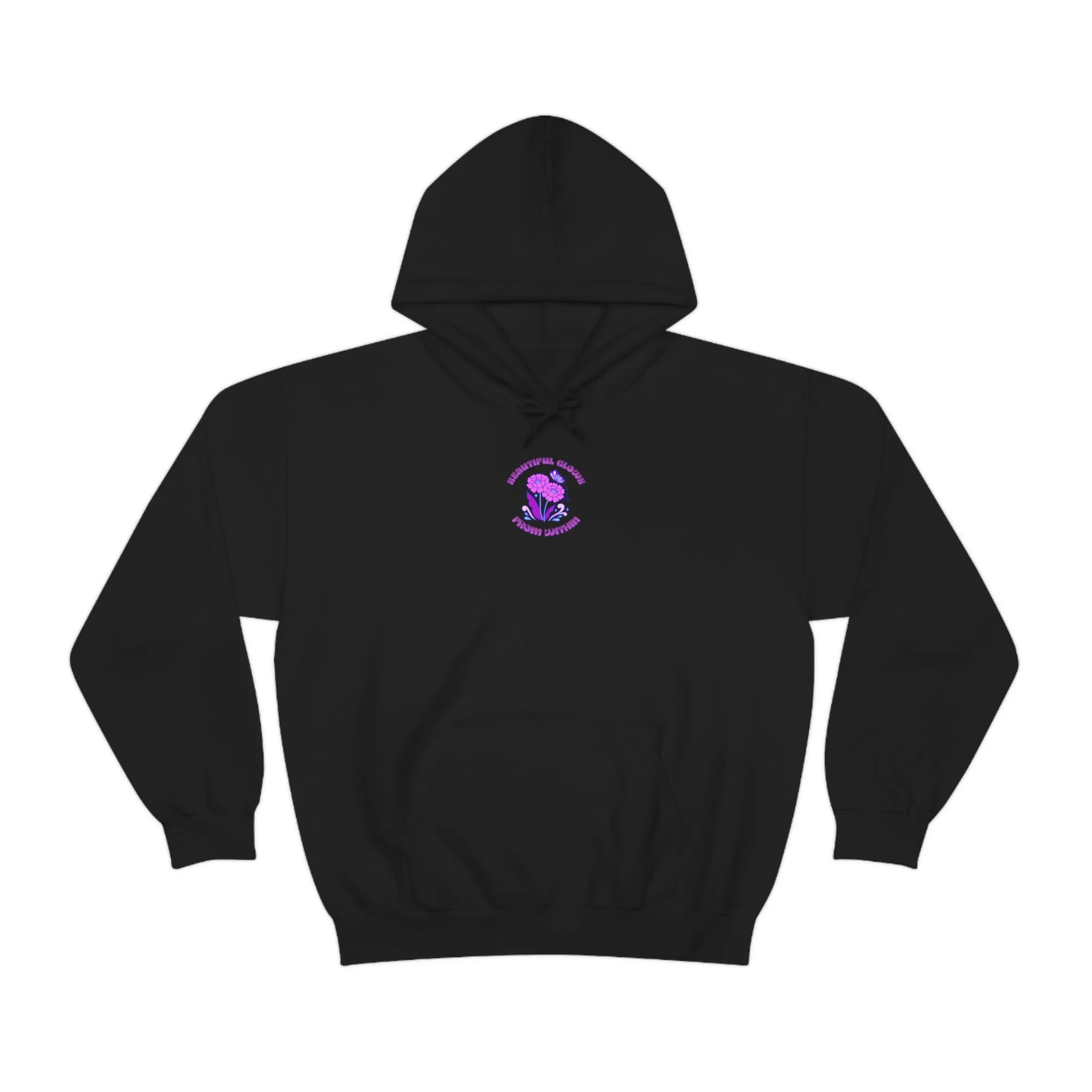 Beautiful Glows from Within Purple Flower Hoodie, Aesthetic Oversized Hoodie, Front Back Print Trendy Sweatshirt, Beach Lake Cover Up