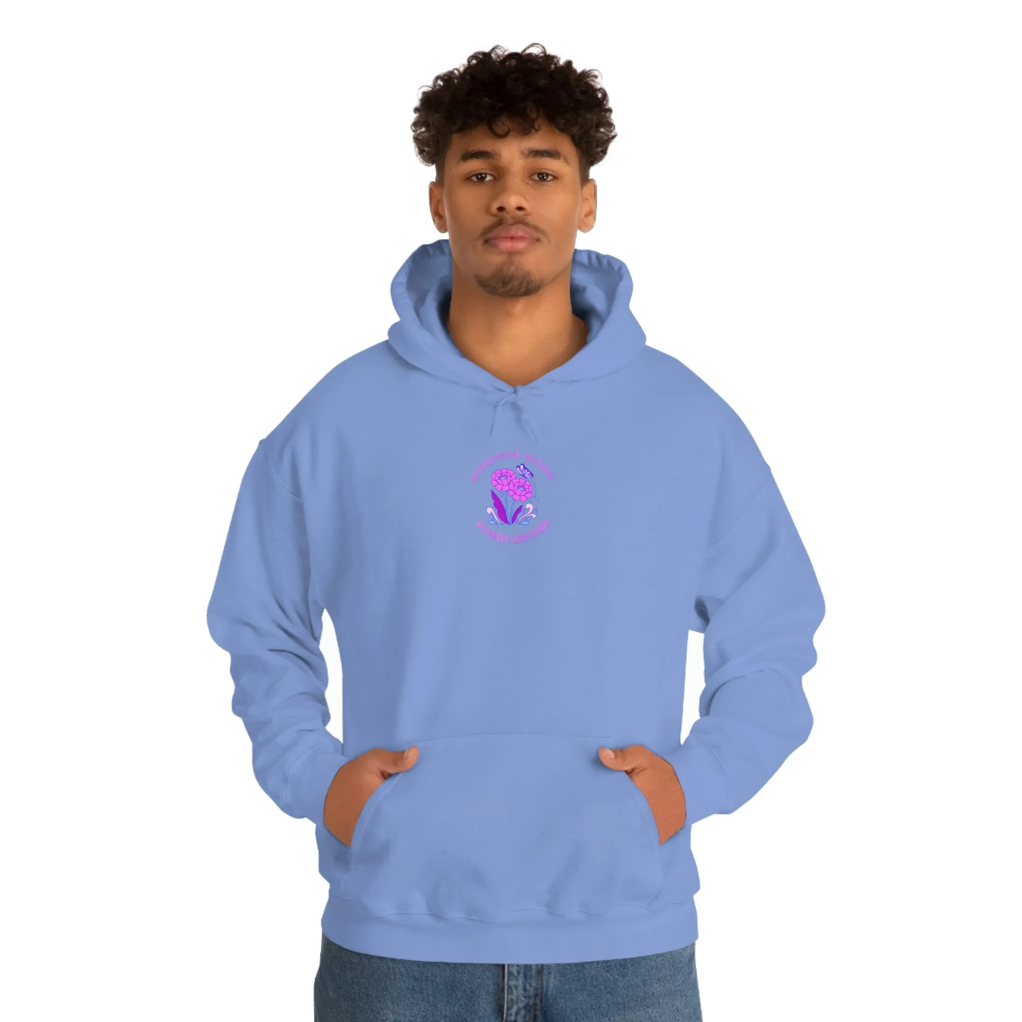 Beautiful Glows from Within Purple Flower Hoodie, Aesthetic Oversized Hoodie, Front Back Print Trendy Sweatshirt, Beach Lake Cover Up