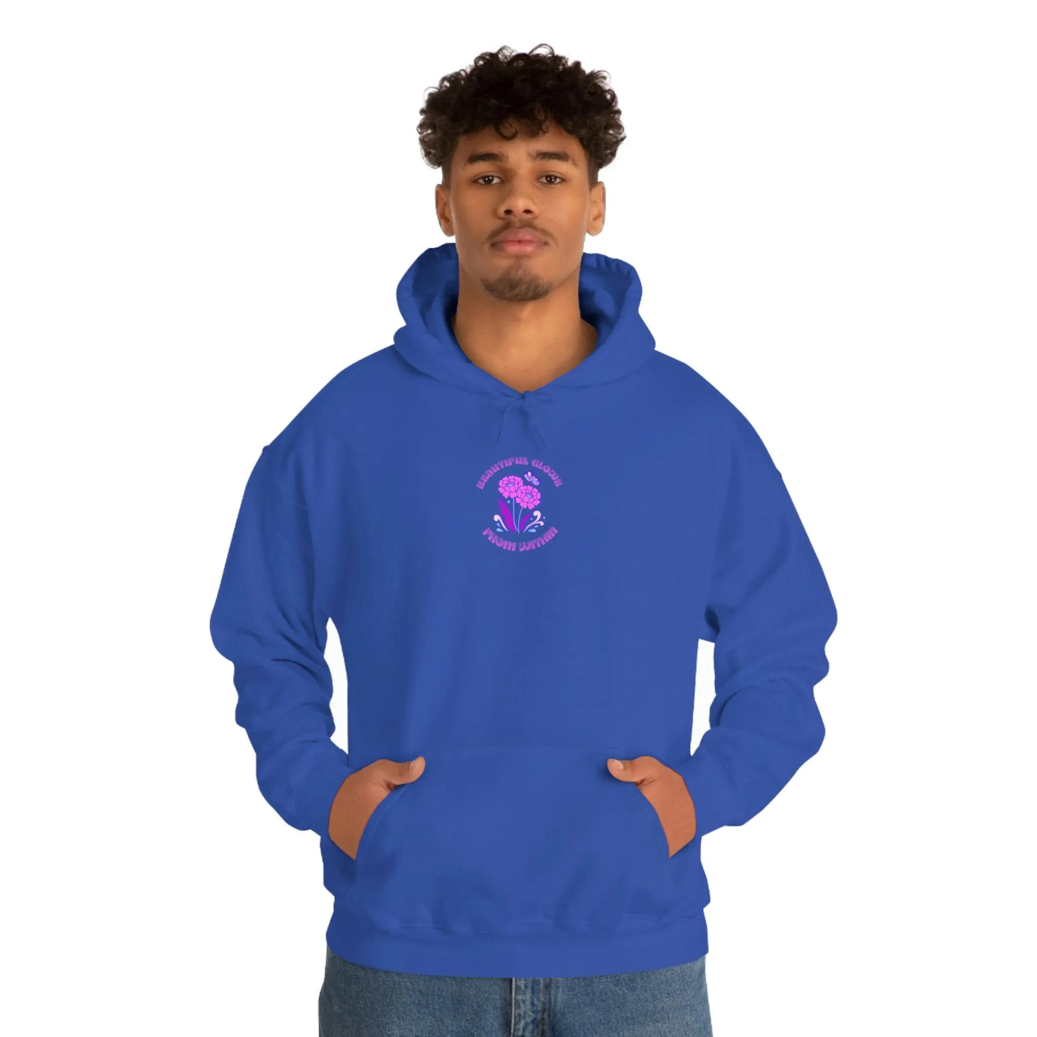 Beautiful Glows from Within Purple Flower Hoodie, Aesthetic Oversized Hoodie, Front Back Print Trendy Sweatshirt, Beach Lake Cover Up