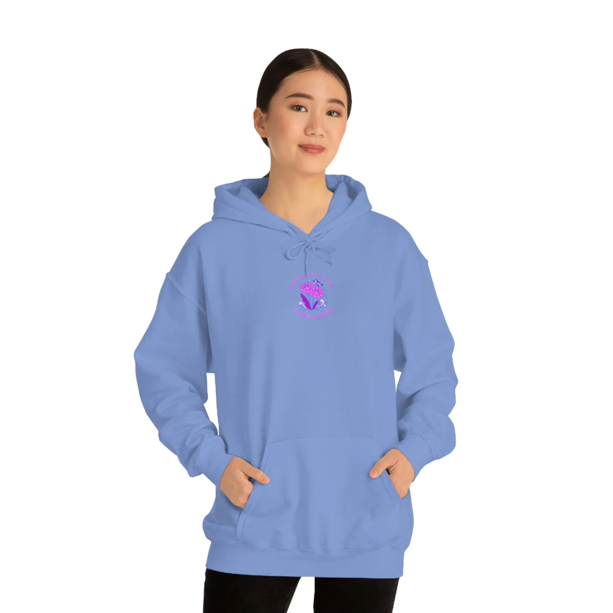 Beautiful Glows from Within Purple Flower Hoodie, Aesthetic Oversized Hoodie, Front Back Print Trendy Sweatshirt, Beach Lake Cover Up