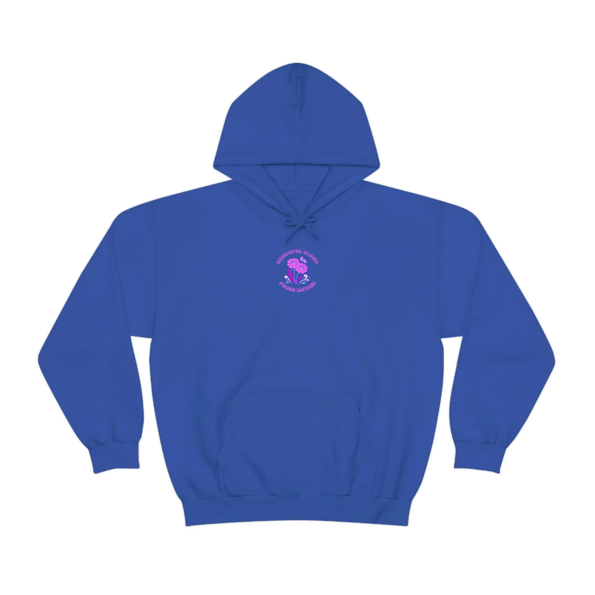 Beautiful Glows from Within Purple Flower Hoodie, Aesthetic Oversized Hoodie, Front Back Print Trendy Sweatshirt, Beach Lake Cover Up