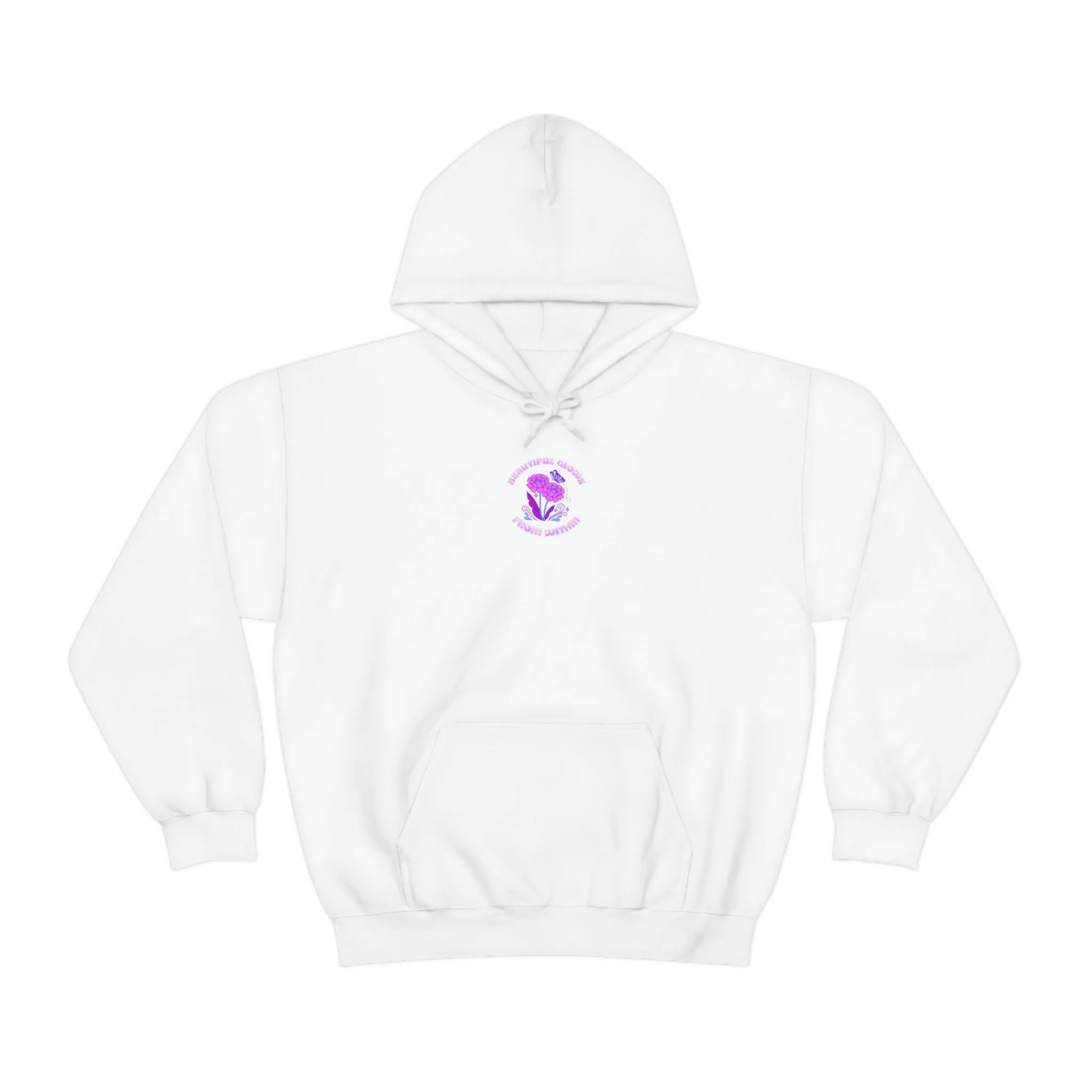 Beautiful Glows from Within Purple Flower Hoodie, Aesthetic Oversized Hoodie, Front Back Print Trendy Sweatshirt, Beach Lake Cover Up