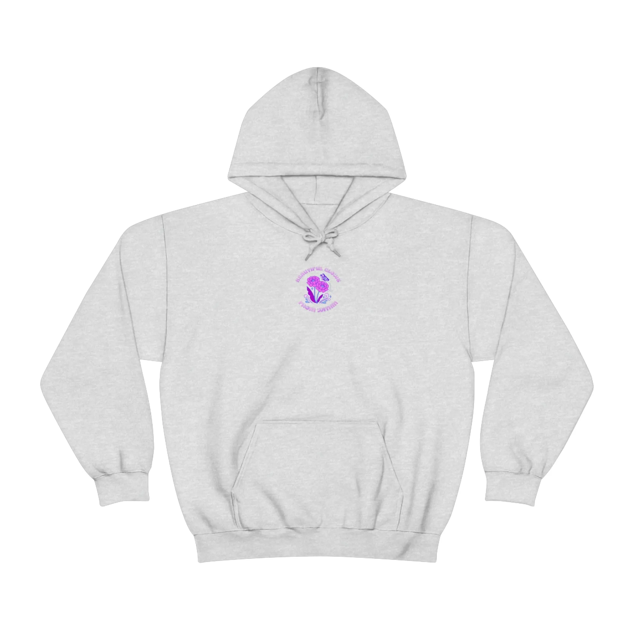 Beautiful Glows from Within Purple Flower Hoodie, Aesthetic Oversized Hoodie, Front Back Print Trendy Sweatshirt, Beach Lake Cover Up