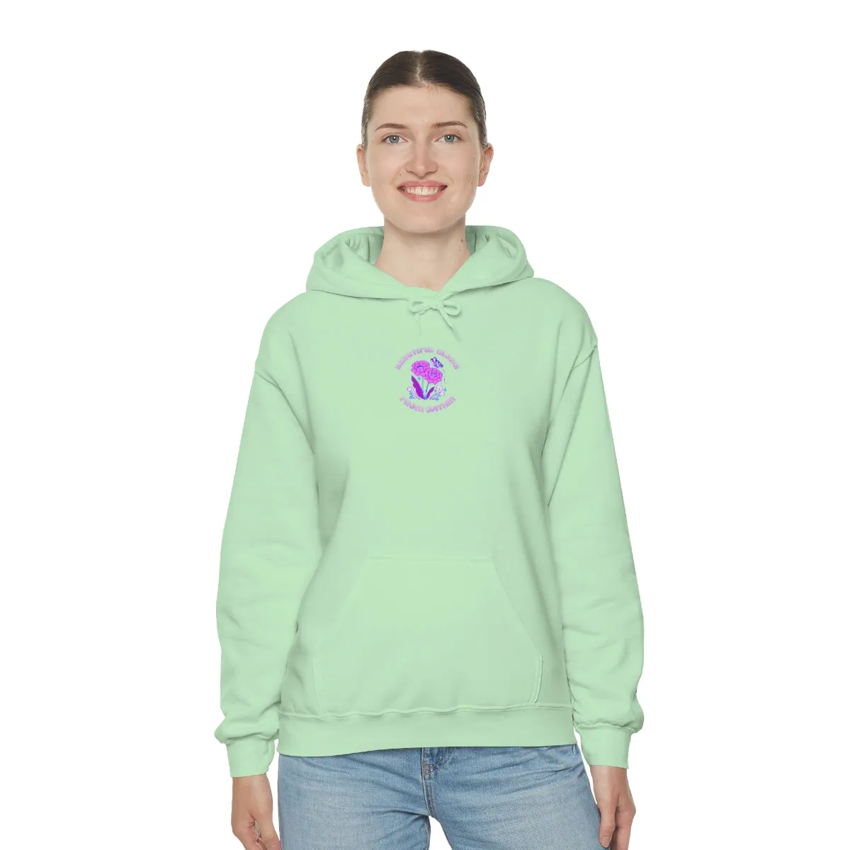 Beautiful Glows from Within Purple Flower Hoodie, Oversized Hoodie, Front Back Print Trendy Sweatshirt, Beach Cover Up, Lake Cover