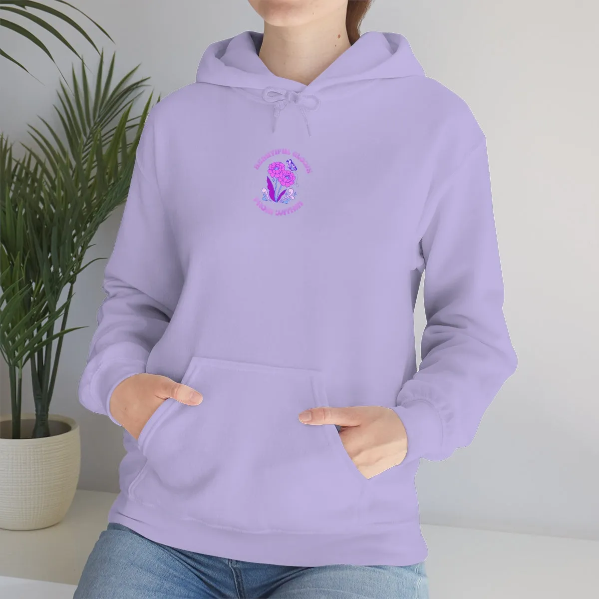 Beautiful Glows from Within Purple Flower Hoodie, Oversized Hoodie, Front Back Print Trendy Sweatshirt, Beach Cover Up, Lake Cover