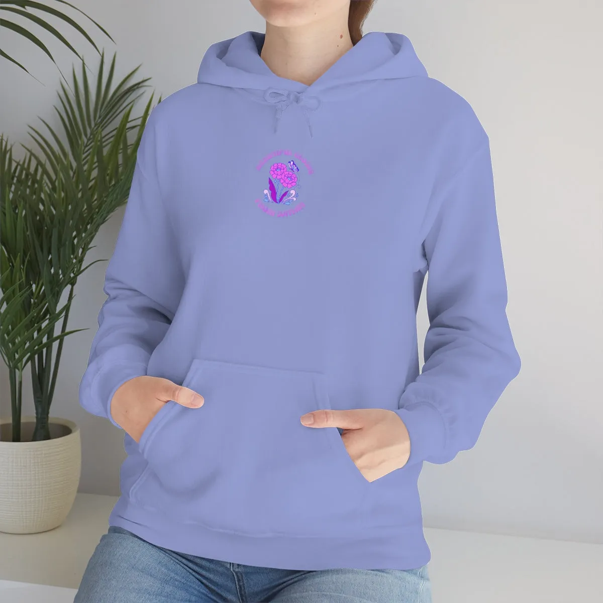 Beautiful Glows from Within Purple Flower Hoodie, Oversized Hoodie, Front Back Print Trendy Sweatshirt, Beach Cover Up, Lake Cover