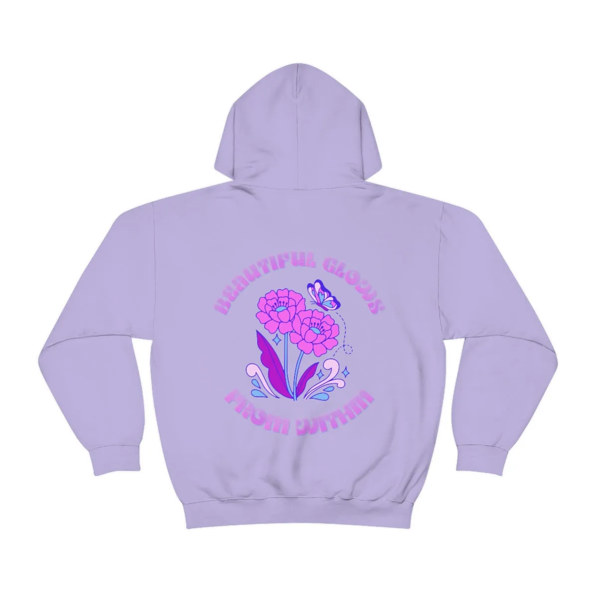 Beautiful Glows from Within Purple Flower Hoodie, Oversized Hoodie, Front Back Print Trendy Sweatshirt, Beach Cover Up, Lake Cover