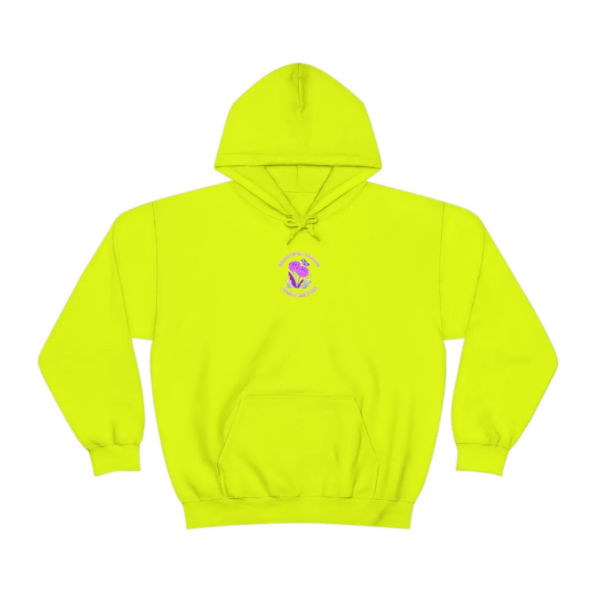 Beautiful Glows from Within Purple Flower Hoodie, Oversized Hoodie, Front Back Print Trendy Sweatshirt, Beach Cover Up, Lake Cover