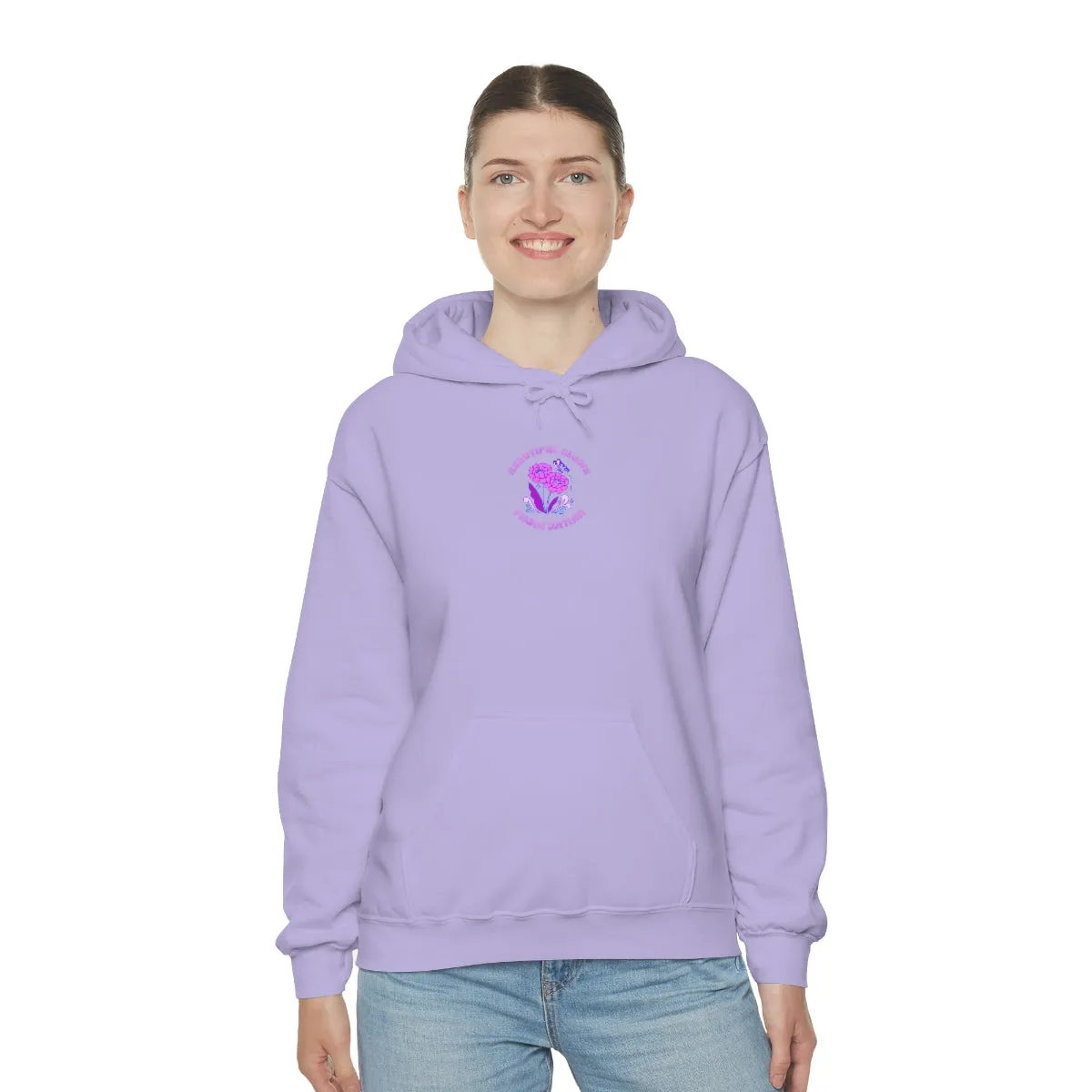 Beautiful Glows from Within Purple Flower Hoodie, Oversized Hoodie, Front Back Print Trendy Sweatshirt, Beach Cover Up, Lake Cover