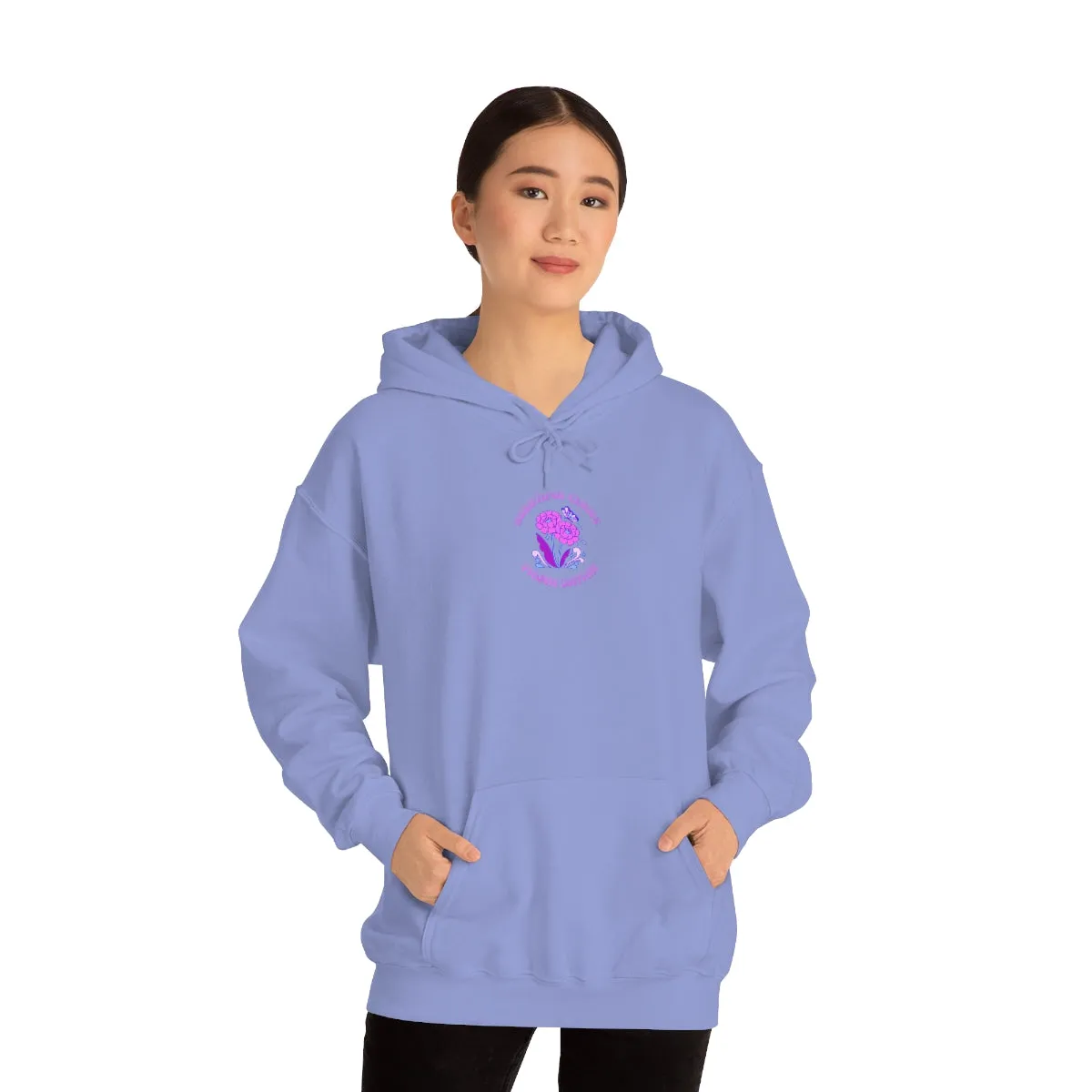 Beautiful Glows from Within Purple Flower Hoodie, Oversized Hoodie, Front Back Print Trendy Sweatshirt, Beach Cover Up, Lake Cover