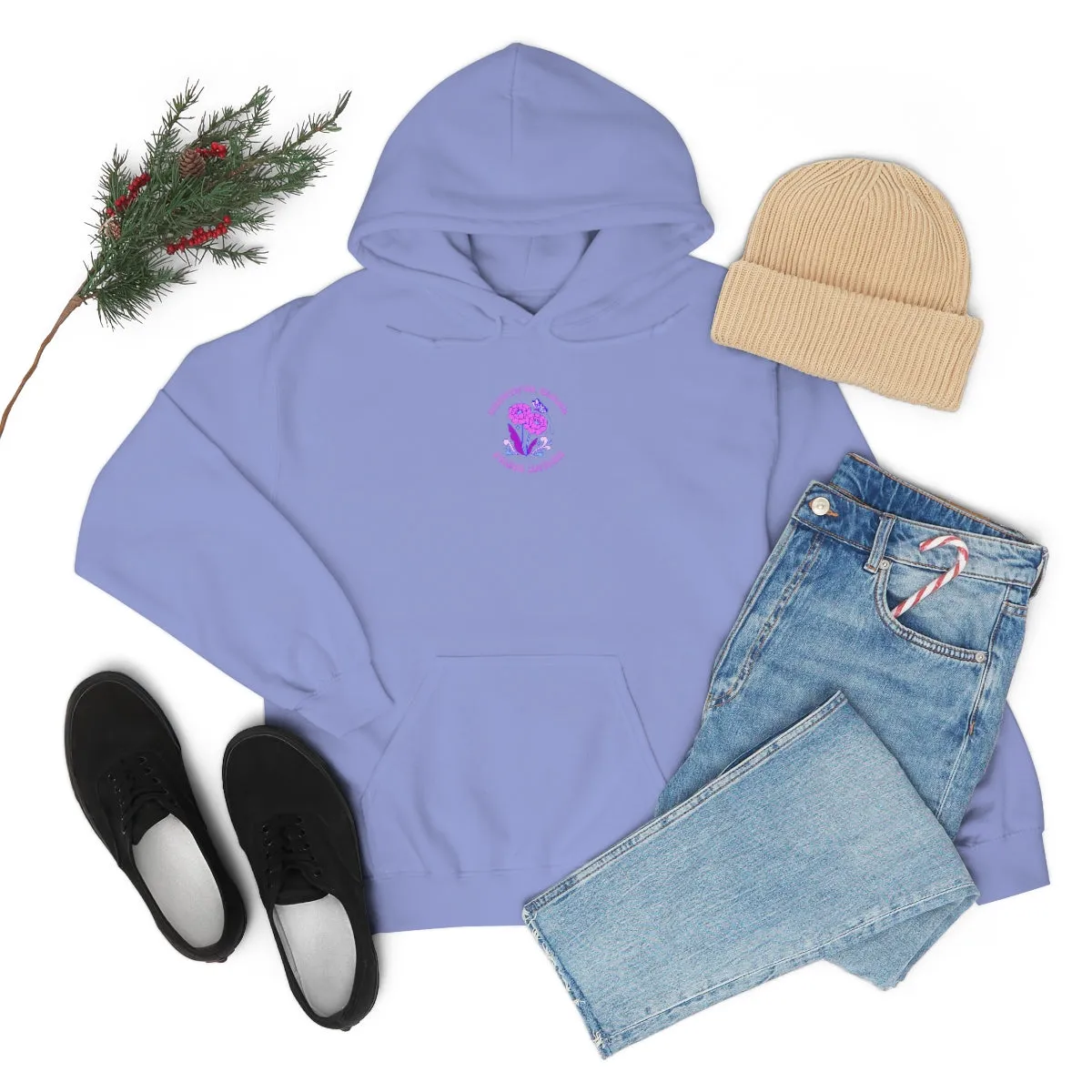 Beautiful Glows from Within Purple Flower Hoodie, Oversized Hoodie, Front Back Print Trendy Sweatshirt, Beach Cover Up, Lake Cover