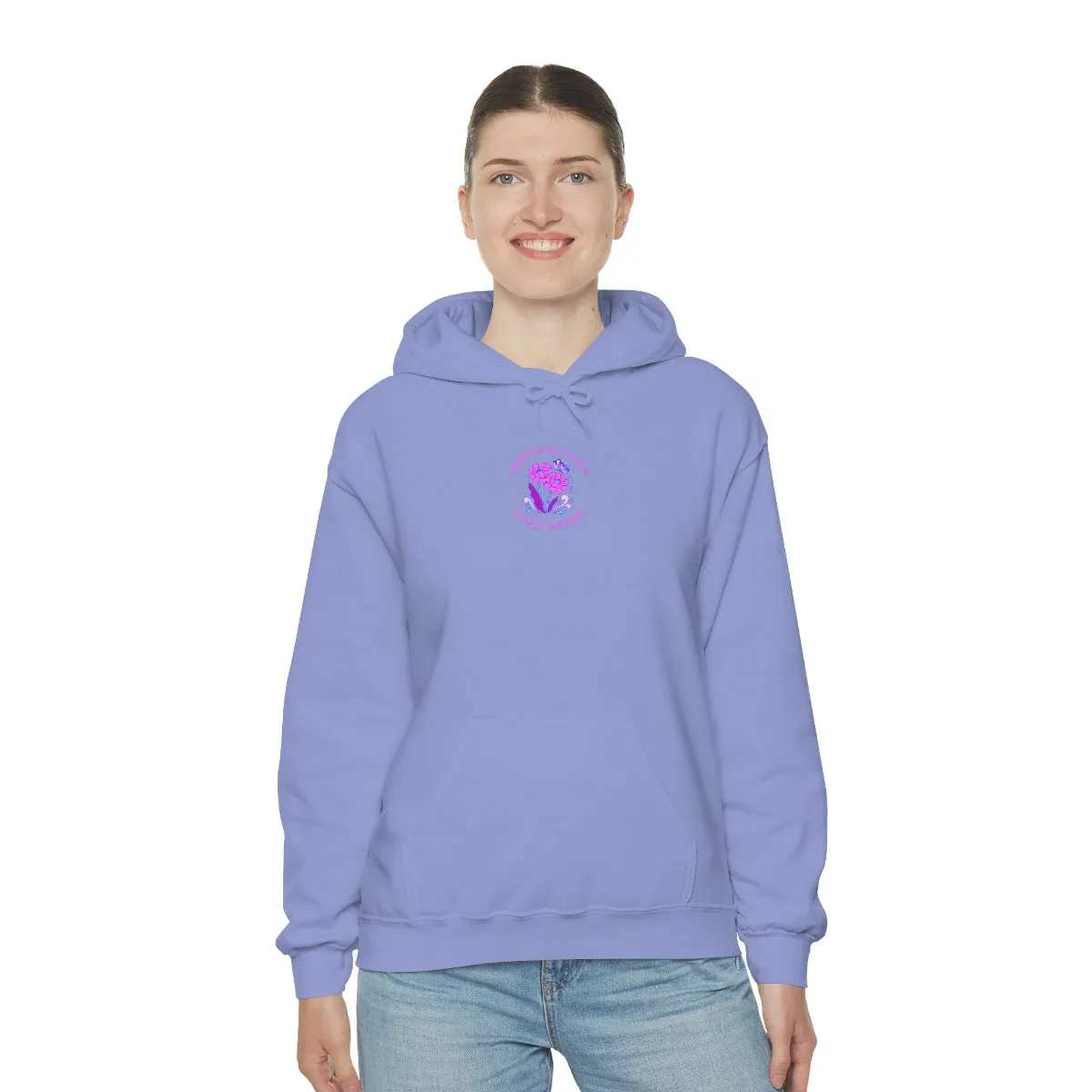 Beautiful Glows from Within Purple Flower Hoodie, Oversized Hoodie, Front Back Print Trendy Sweatshirt, Beach Cover Up, Lake Cover