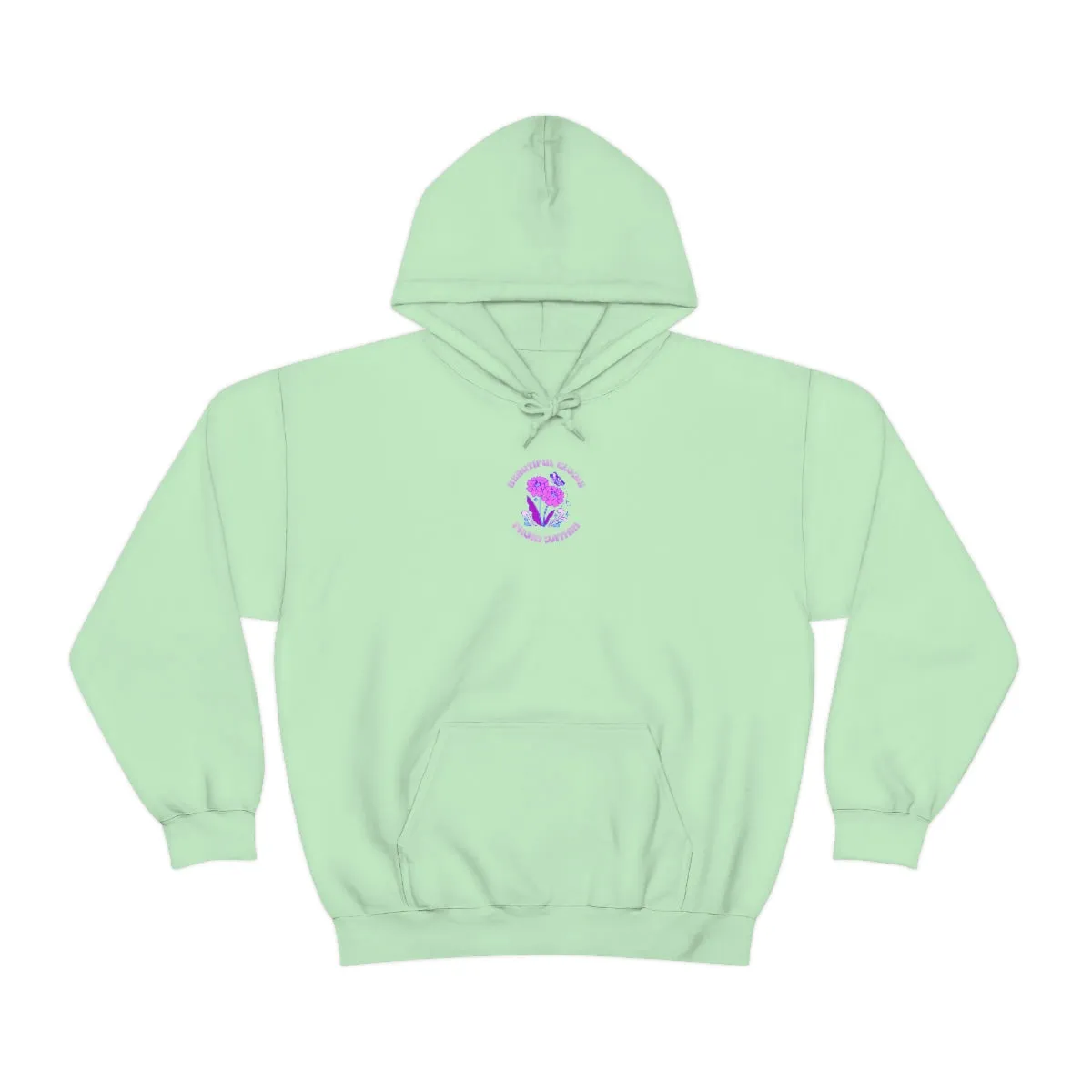 Beautiful Glows from Within Purple Flower Hoodie, Oversized Hoodie, Front Back Print Trendy Sweatshirt, Beach Cover Up, Lake Cover