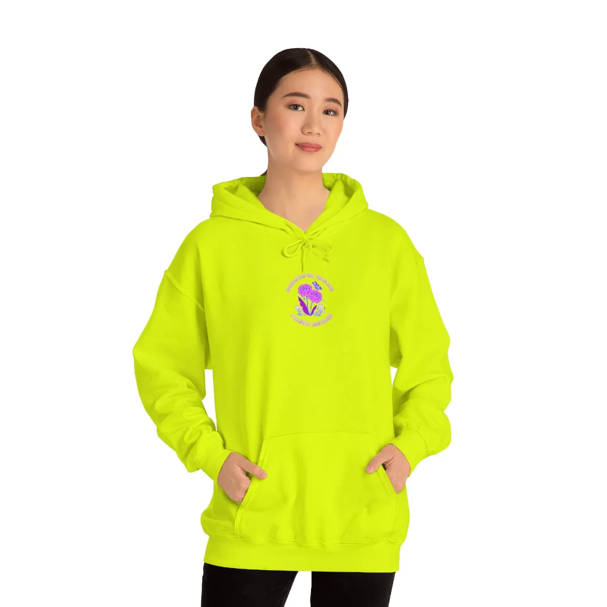 Beautiful Glows from Within Purple Flower Hoodie, Oversized Hoodie, Front Back Print Trendy Sweatshirt, Beach Cover Up, Lake Cover