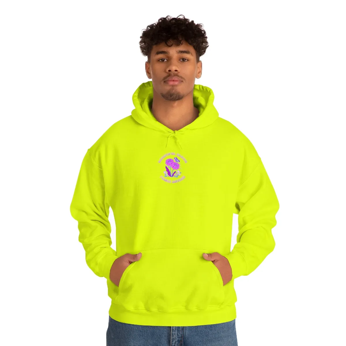 Beautiful Glows from Within Purple Flower Hoodie, Oversized Hoodie, Front Back Print Trendy Sweatshirt, Beach Cover Up, Lake Cover