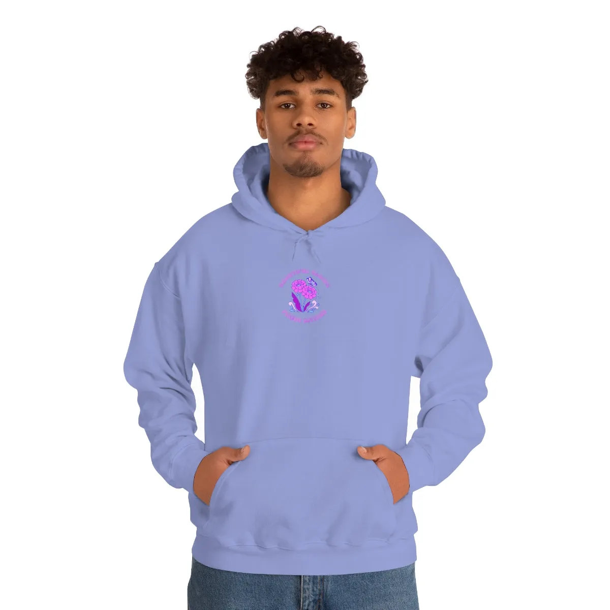 Beautiful Glows from Within Purple Flower Hoodie, Oversized Hoodie, Front Back Print Trendy Sweatshirt, Beach Cover Up, Lake Cover