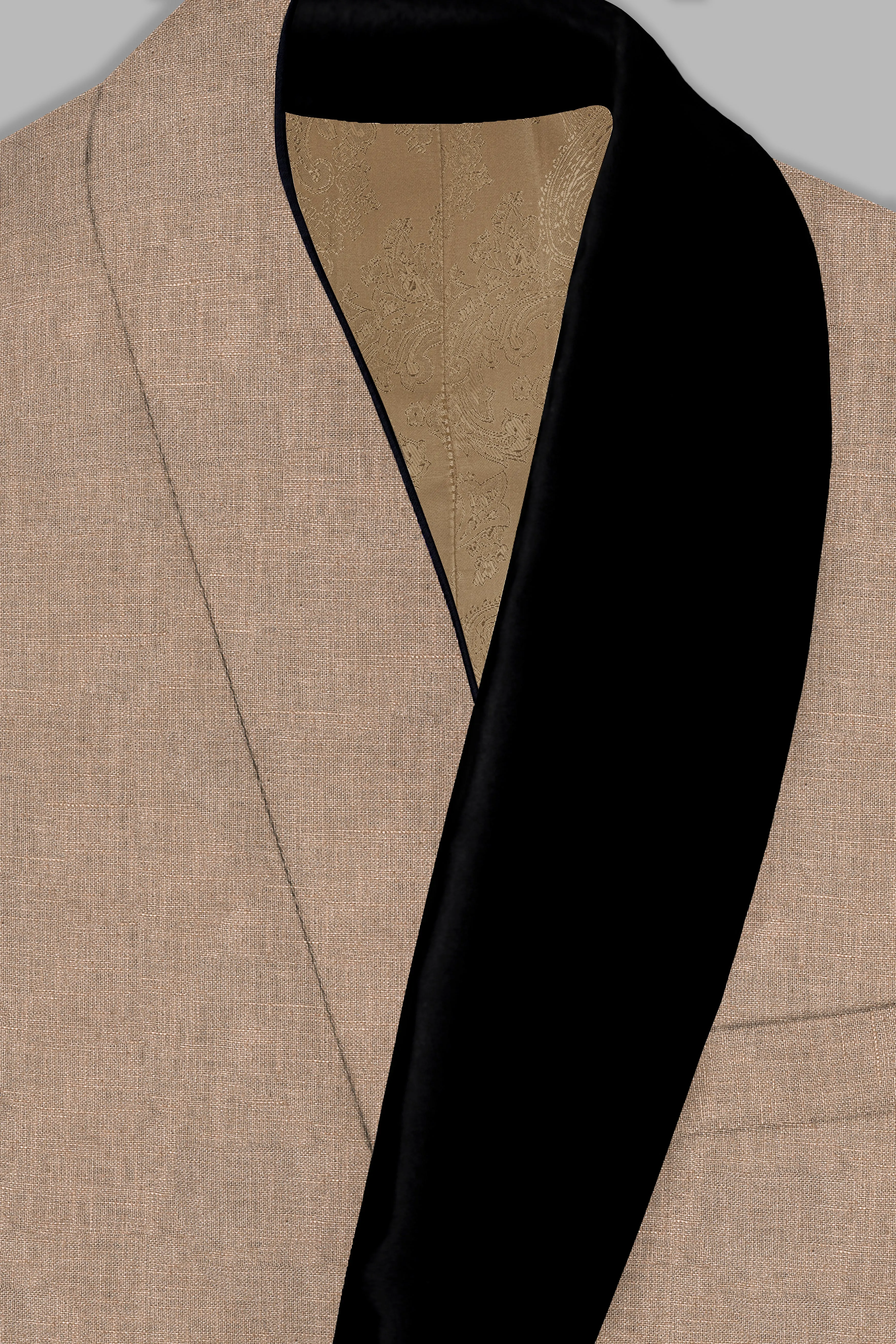 Beaver Brown Luxurious Linen Tuxedo Suit