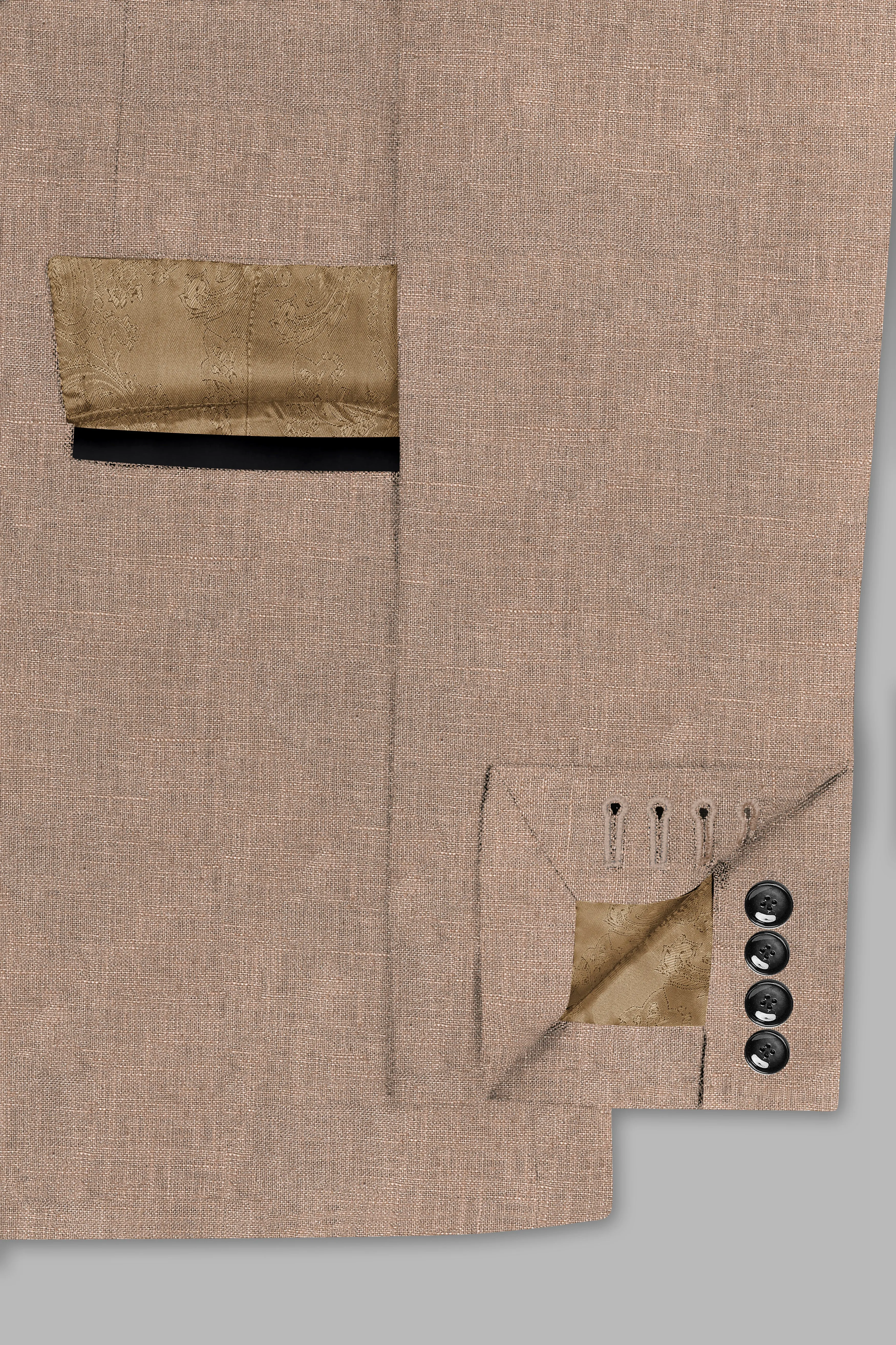 Beaver Brown Luxurious Linen Tuxedo Suit
