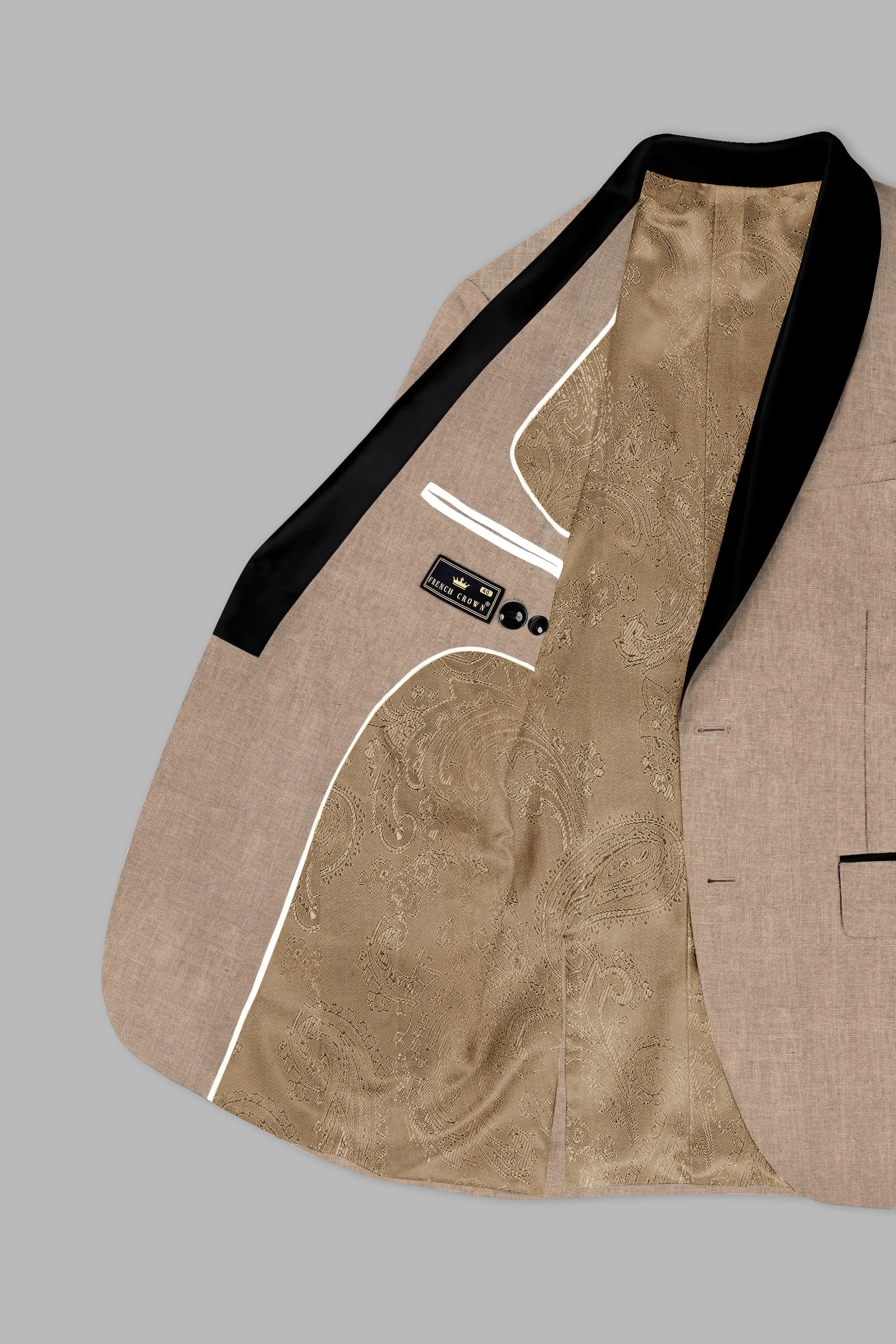 Beaver Brown Luxurious Linen Tuxedo Suit