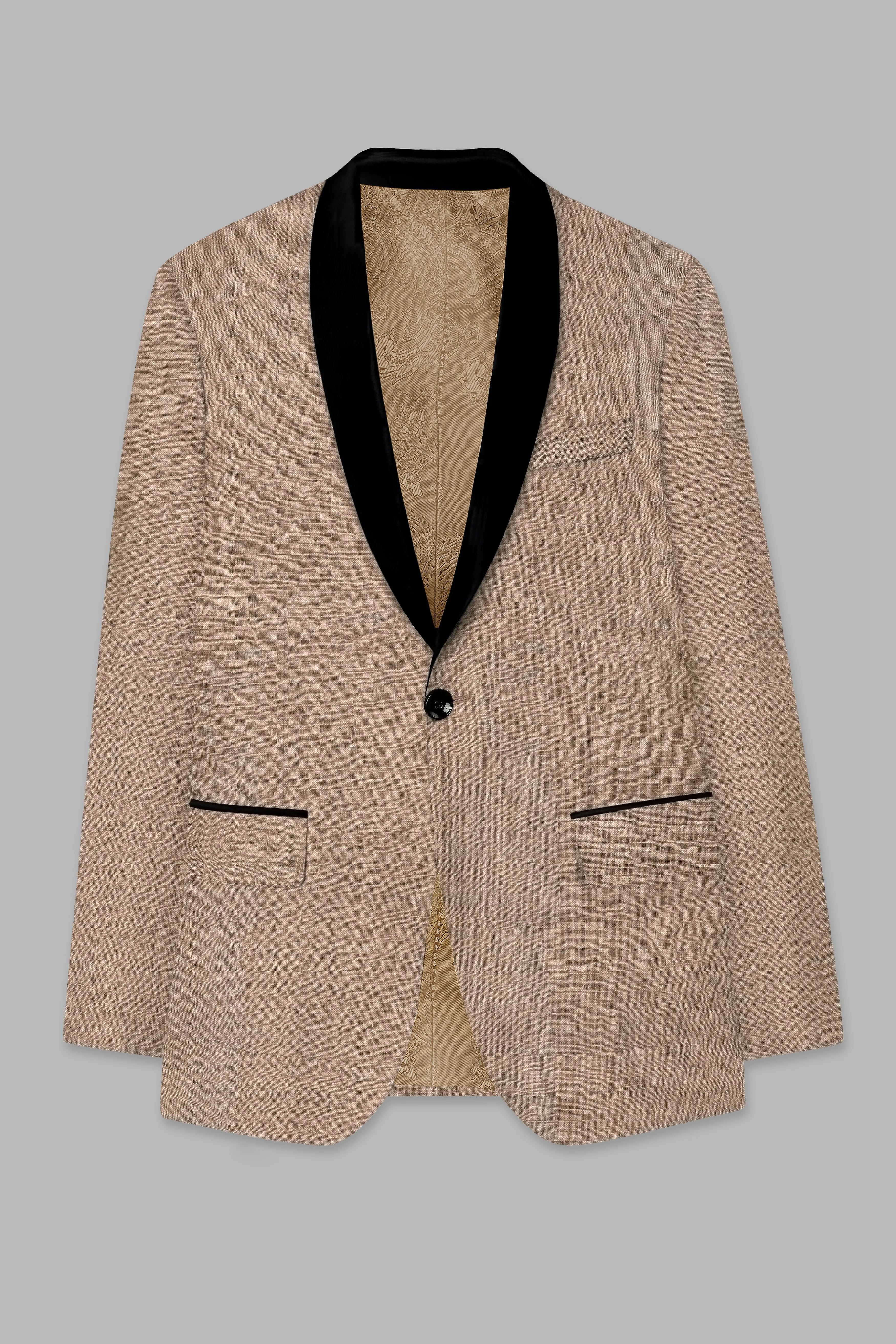 Beaver Brown Luxurious Linen Tuxedo Suit