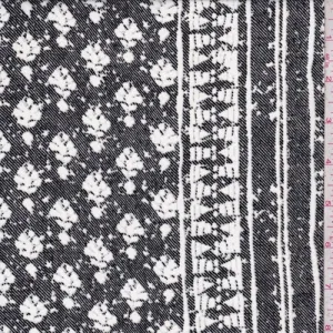 Black/White Border Crepe de Chine Fabric