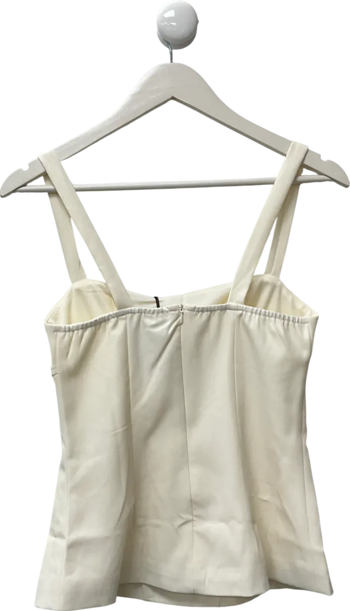 boohoo Cream Seam Detail Longline Tailored Cami Top UK 8