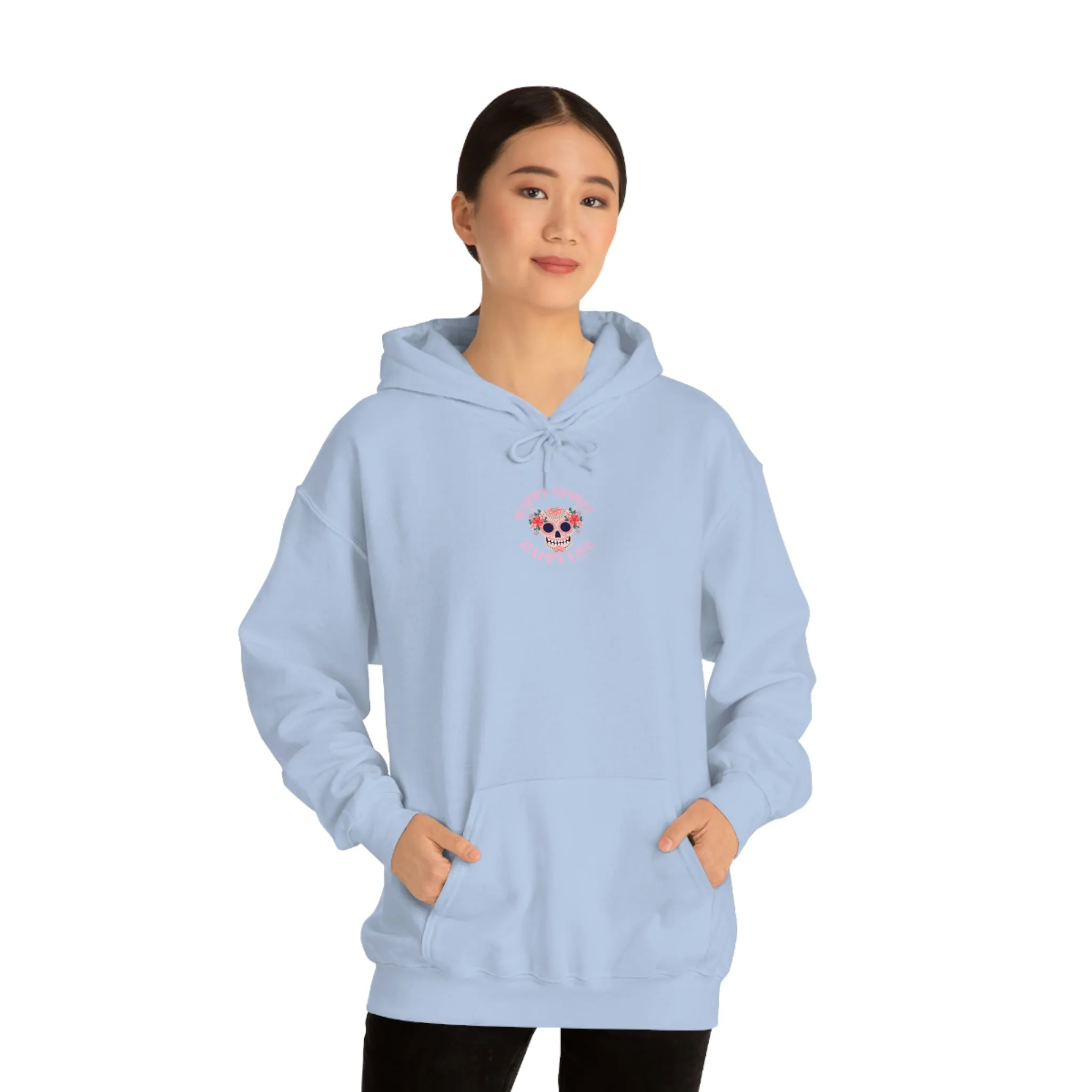 Dia De Los Muertos Hoodie Sweatshirt, Day of the Dead Gift, Happy Spirit Happy Life, Honoring the Dead Aesthetic Candy Skull, Sugar Skull
