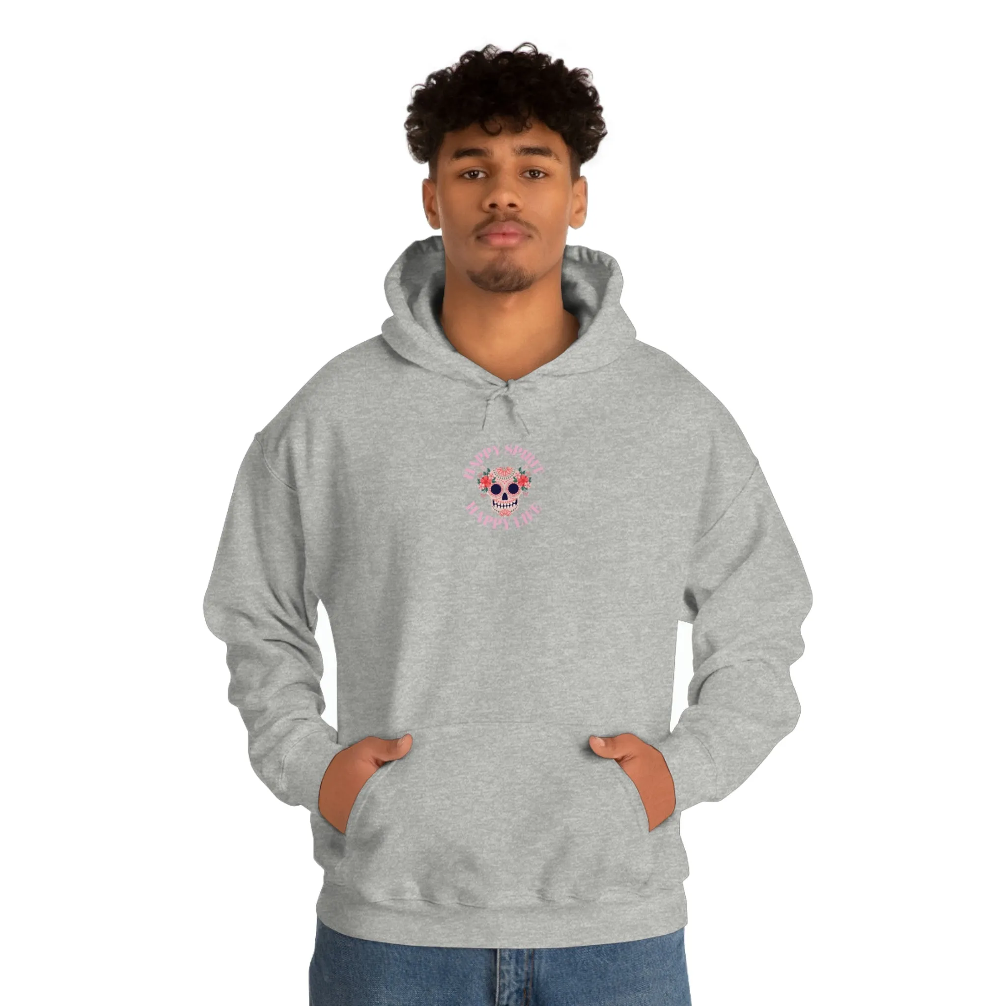 Dia De Los Muertos Hoodie Sweatshirt, Day of the Dead Gift, Happy Spirit Happy Life, Honoring the Dead Aesthetic Candy Skull, Sugar Skull