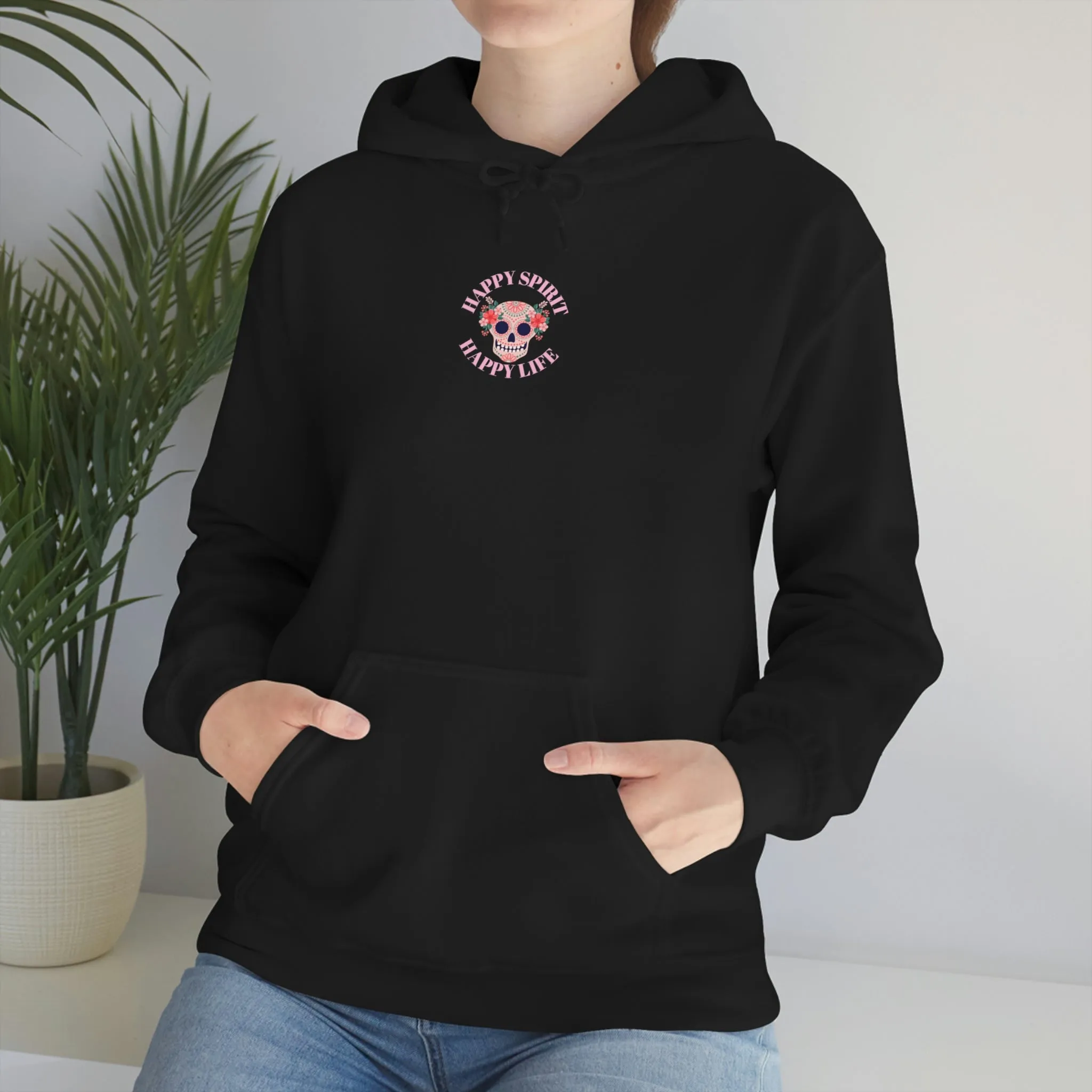 Dia De Los Muertos Hoodie Sweatshirt, Day of the Dead Gift, Happy Spirit Happy Life, Honoring the Dead Aesthetic Candy Skull, Sugar Skull