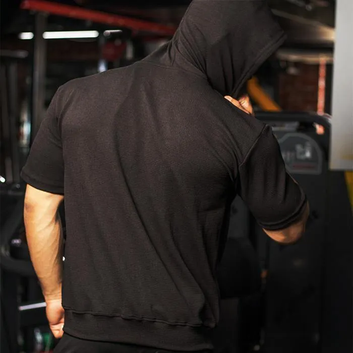 Flex Perfect Black Half Sleeve Hoodie (4 Way Stretch)- Sale