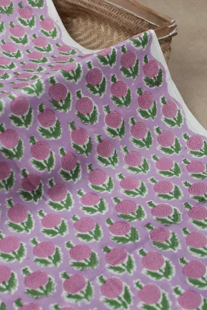 Florals on Pink Sanganeri Cotton Fabric