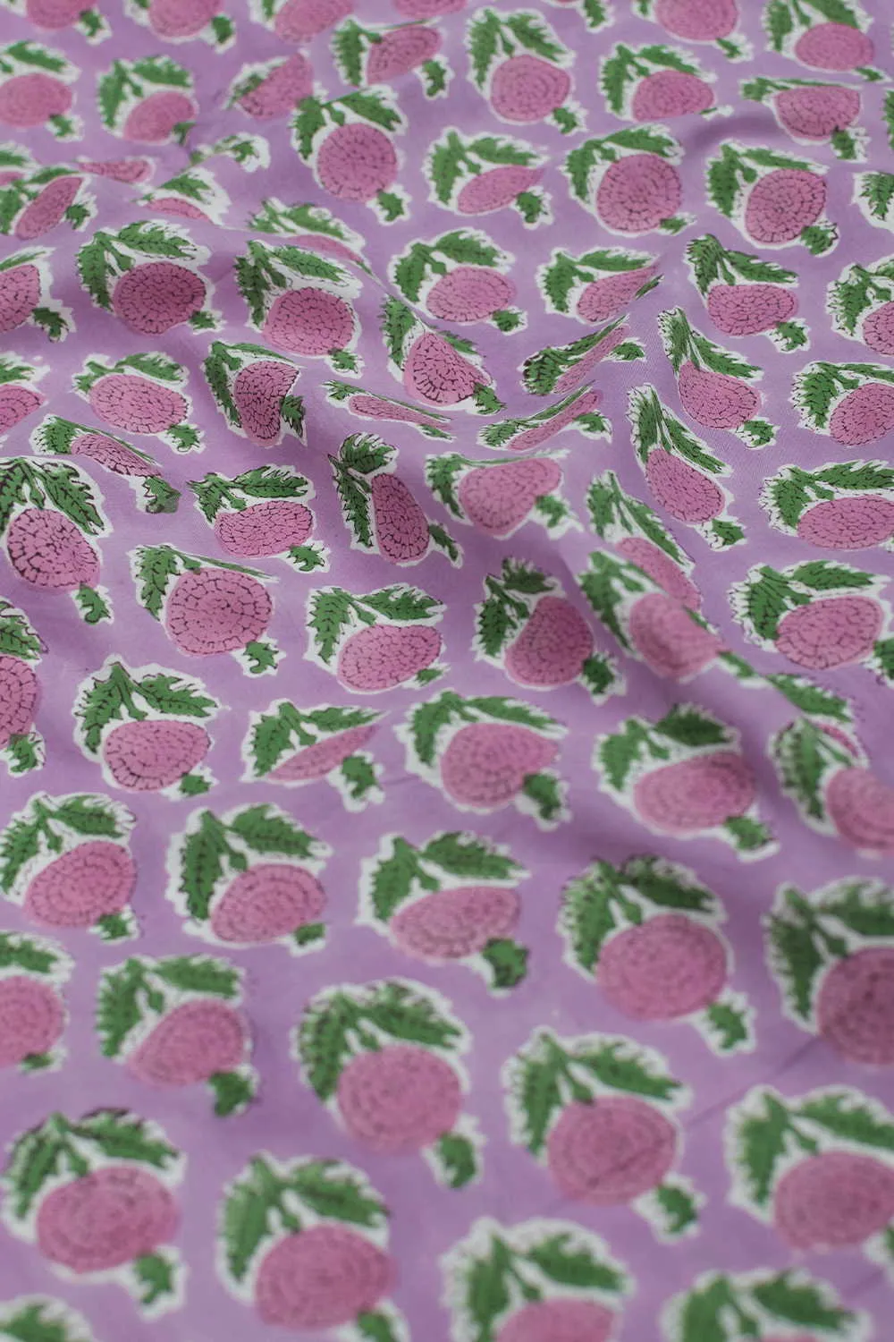 Florals on Pink Sanganeri Cotton Fabric