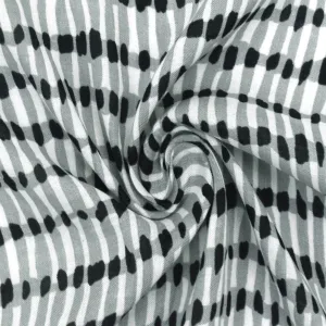 Gray-Black-White Rayon Abstract Printed Lawn Fabric