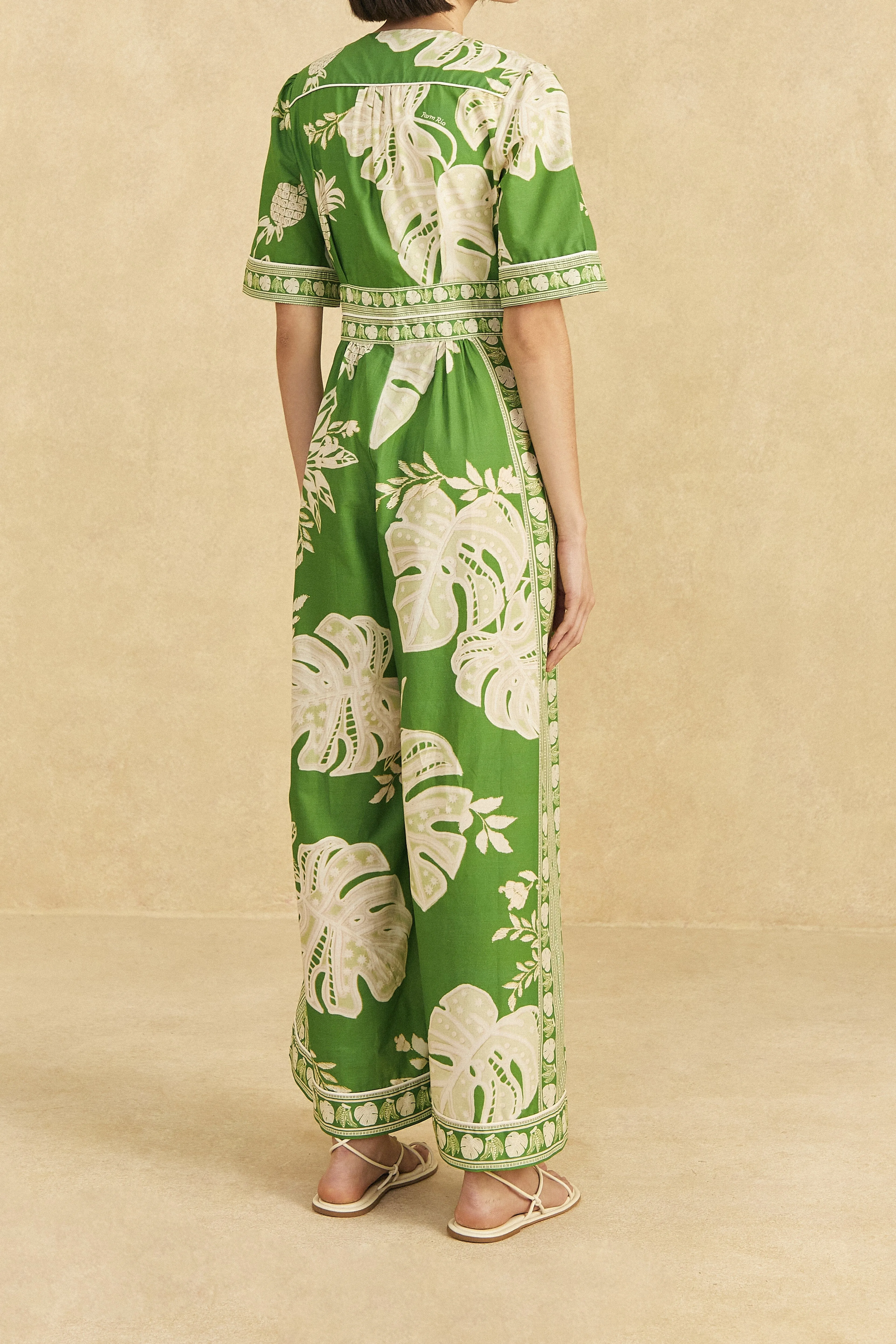 Green Lace Monsteras Jumpsuit