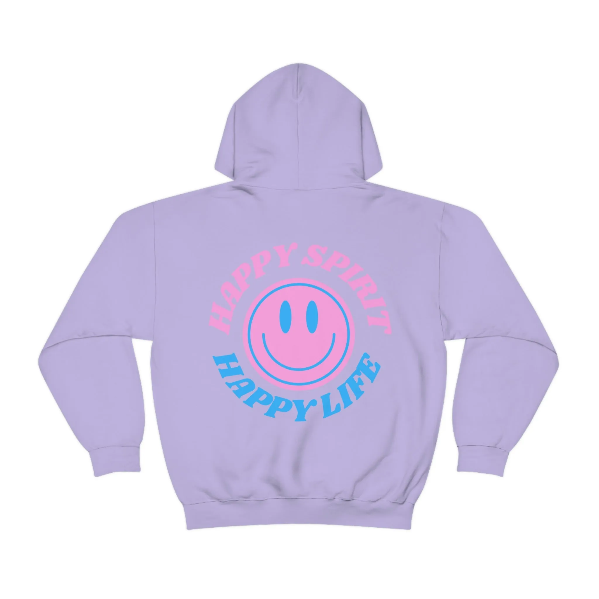 Happy Spirit Happy Life Hoodie Gildan VSCO Girl Sweatshirt, Oversized Tumblr Front Back Print Smile Happy Mind Trendy Retro Font Cover Up