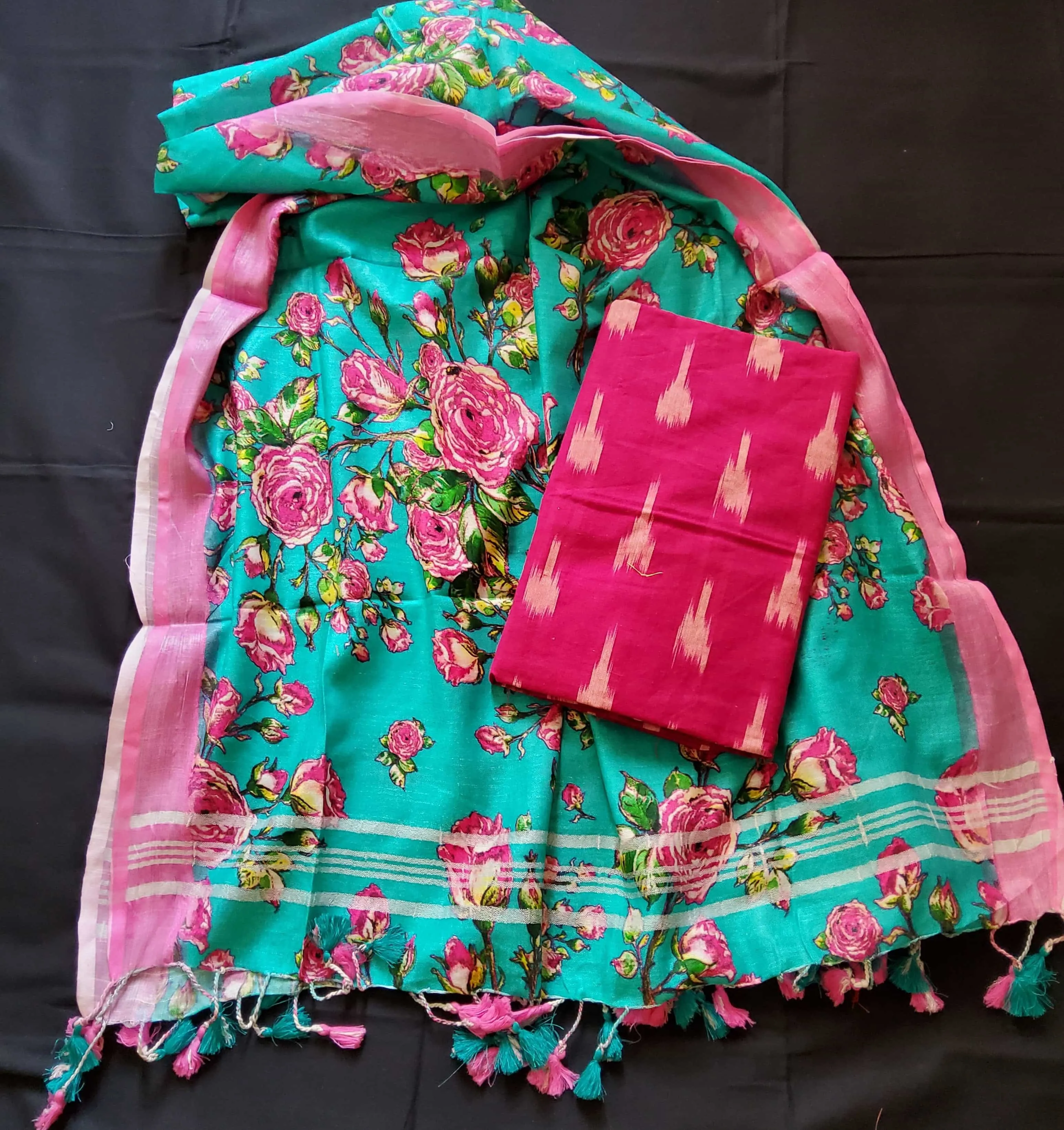 Ikat Top with Linen Dupatta