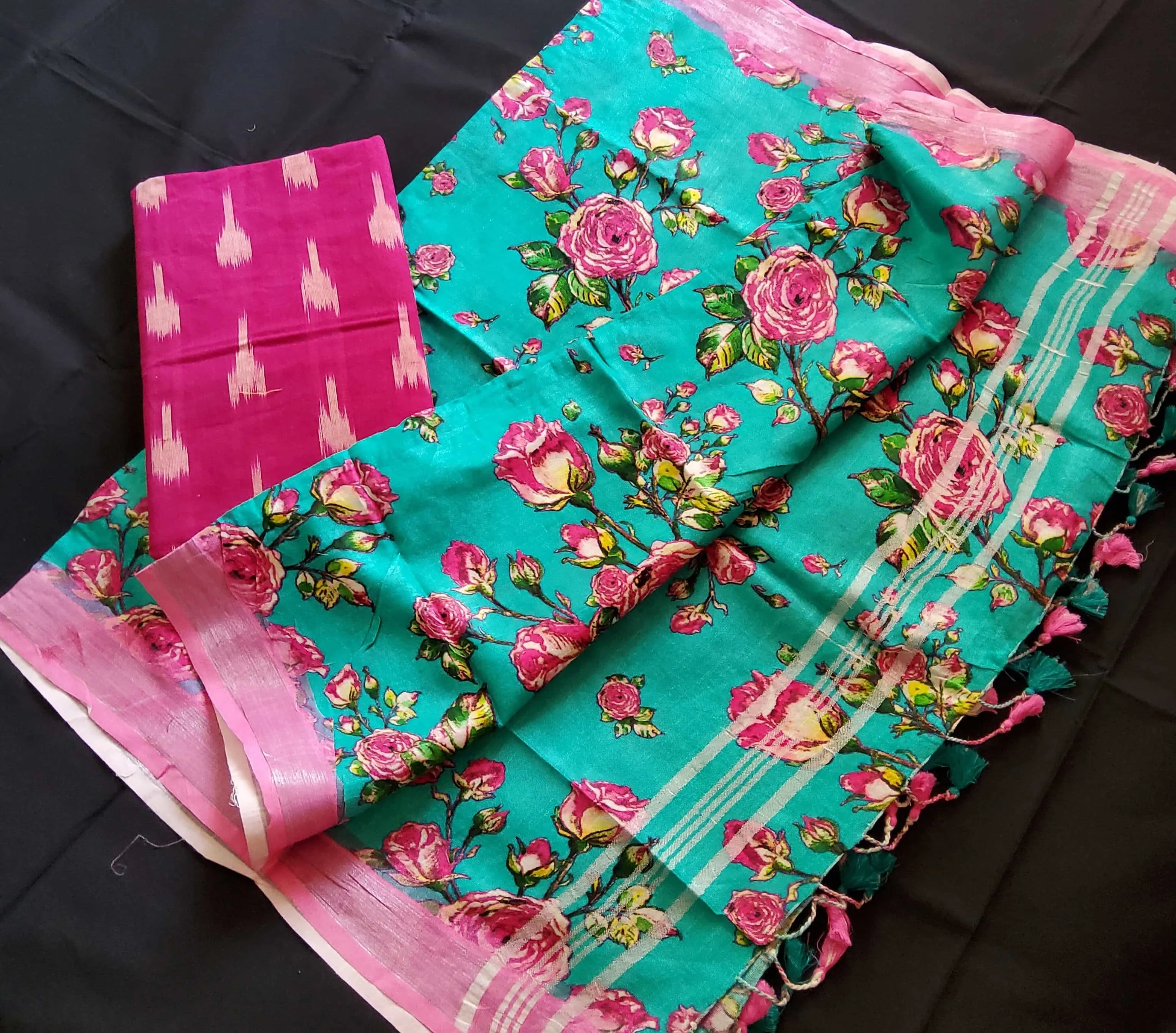 Ikat Top with Linen Dupatta