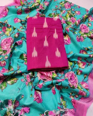 Ikat Top with Linen Dupatta
