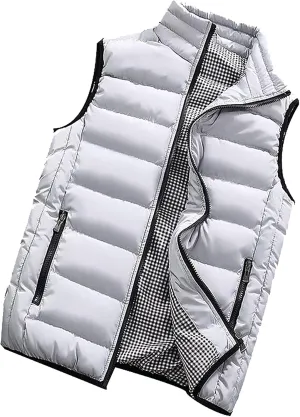 Jackets for Men Fall Winter Coat Padded Cotton Vest Warm Hooded Thick Vest Tops Jacket Jackets