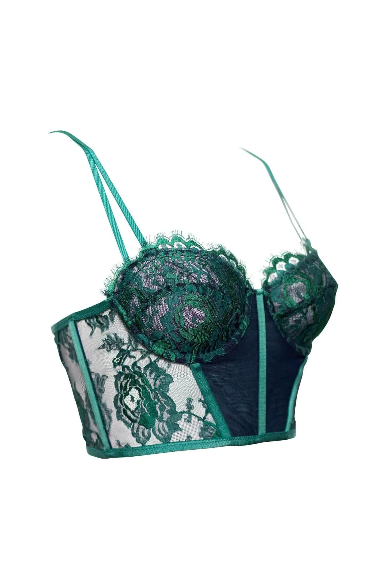Jasmin Emerald French Lace Longline Bra